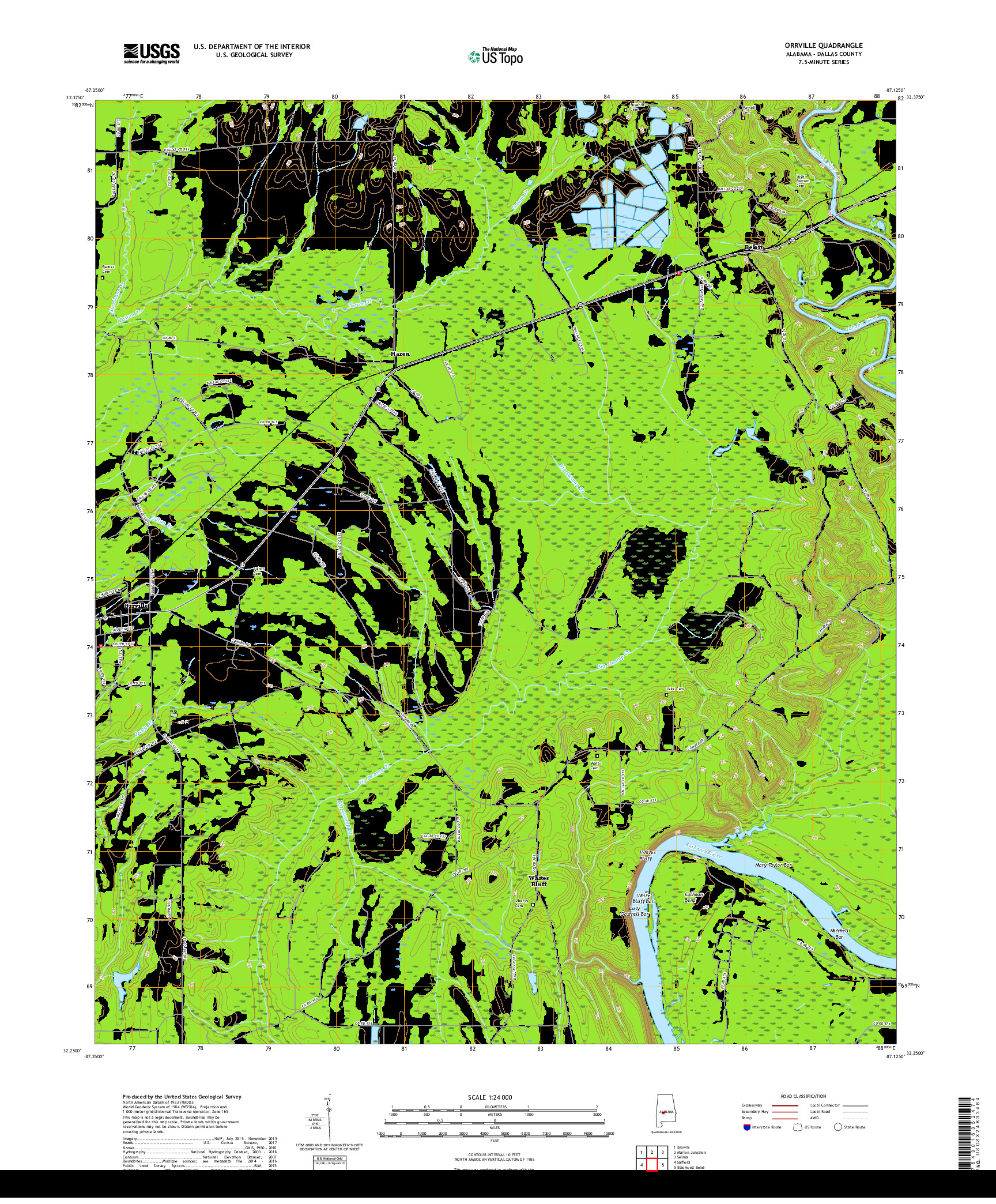 USGS US TOPO 7.5-MINUTE MAP FOR ORRVILLE, AL 2018