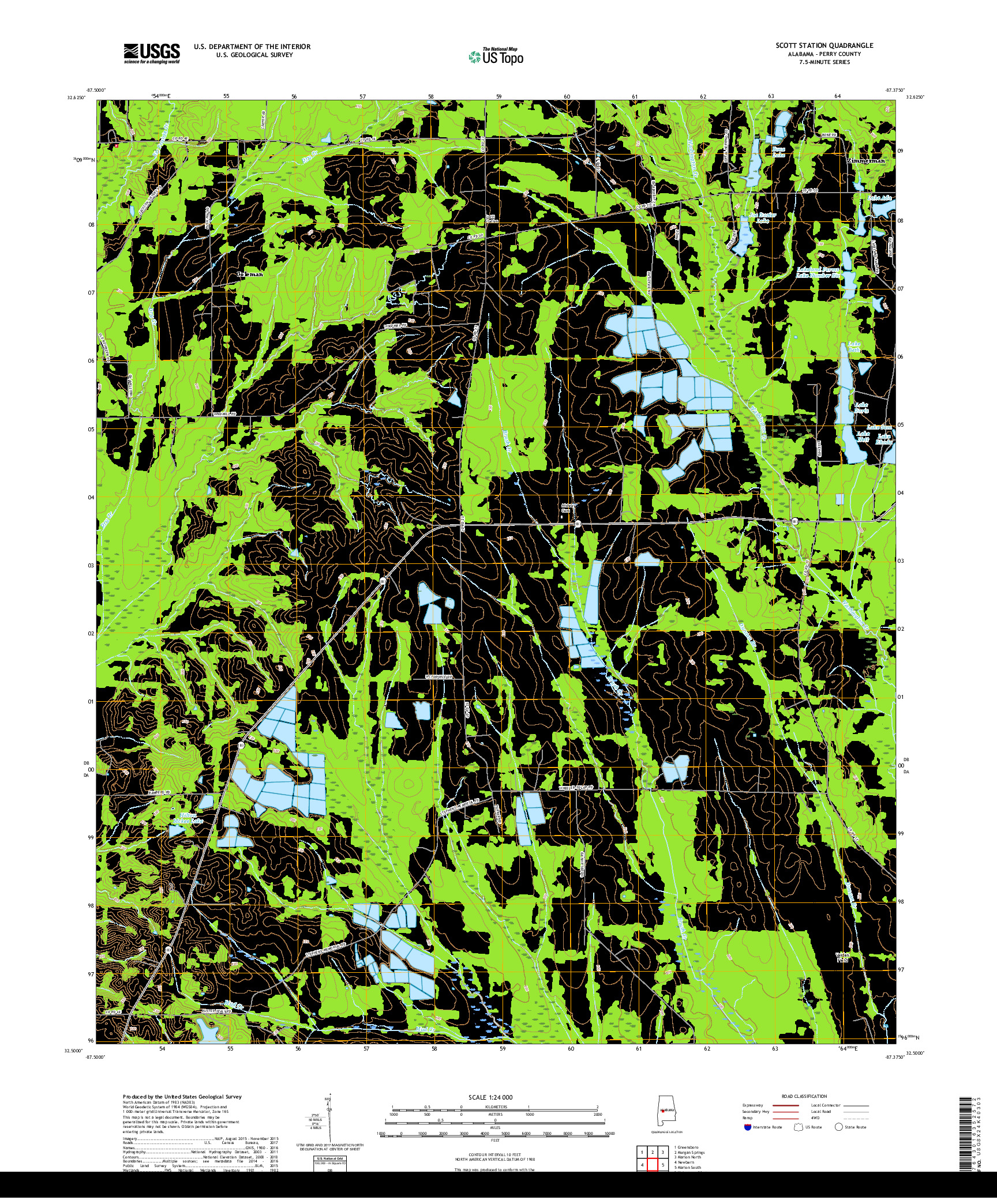 USGS US TOPO 7.5-MINUTE MAP FOR SCOTT STATION, AL 2018