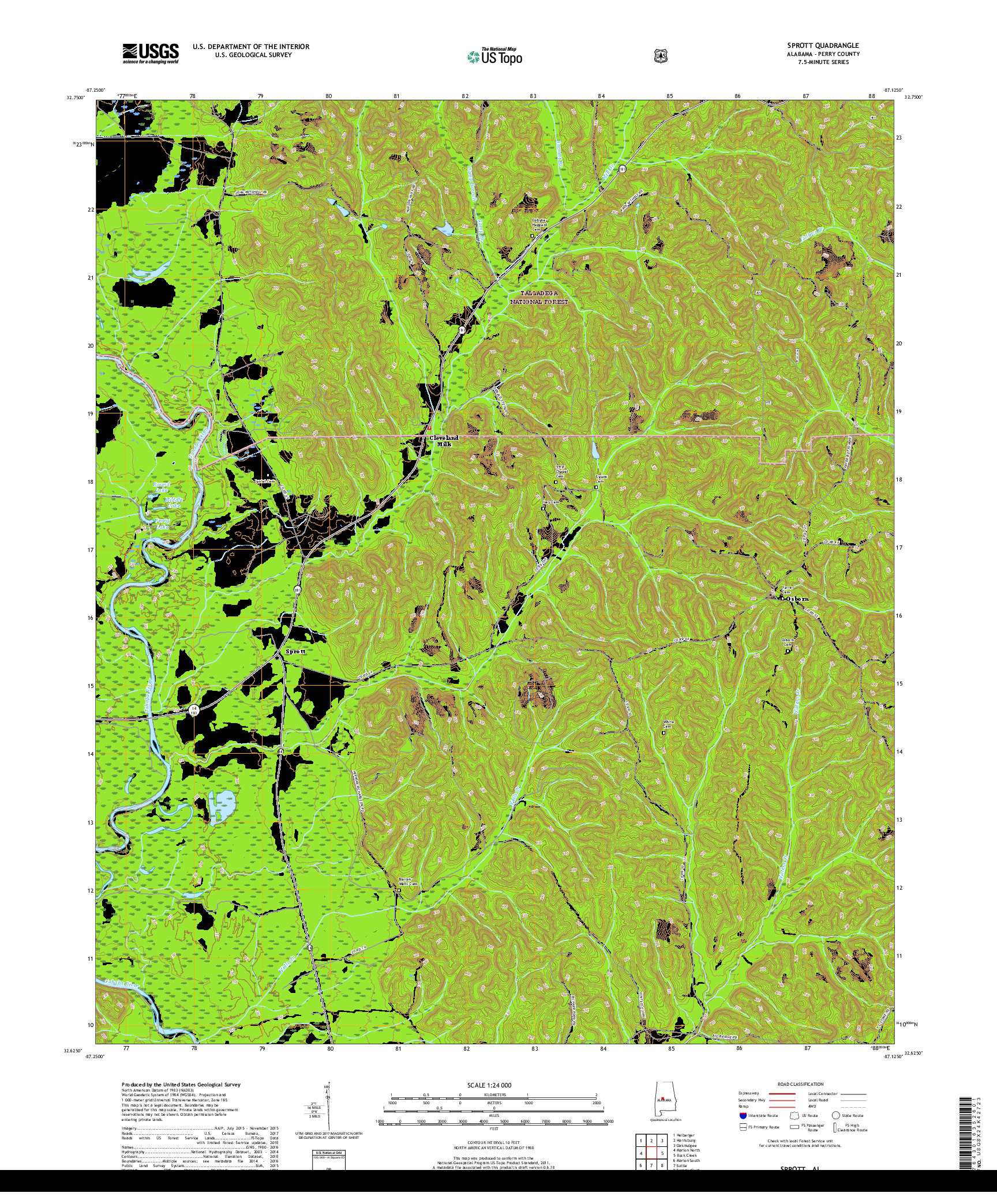 USGS US TOPO 7.5-MINUTE MAP FOR SPROTT, AL 2018