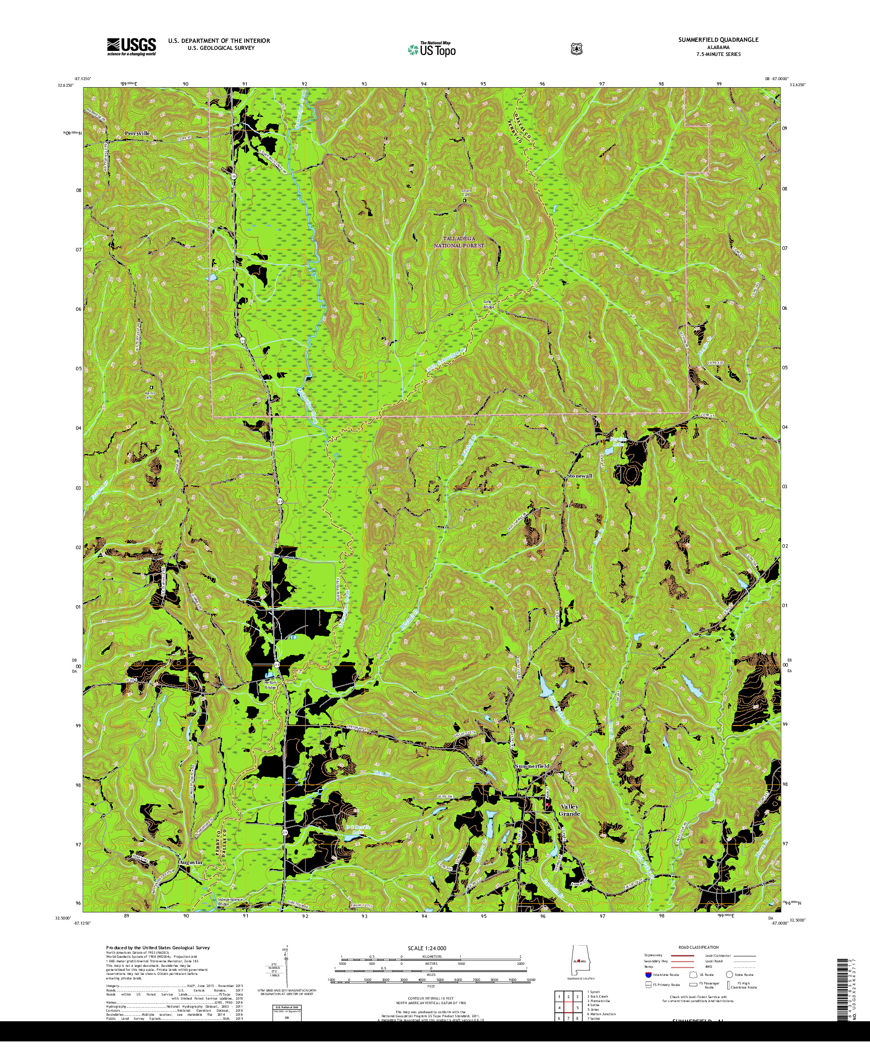 USGS US TOPO 7.5-MINUTE MAP FOR SUMMERFIELD, AL 2018