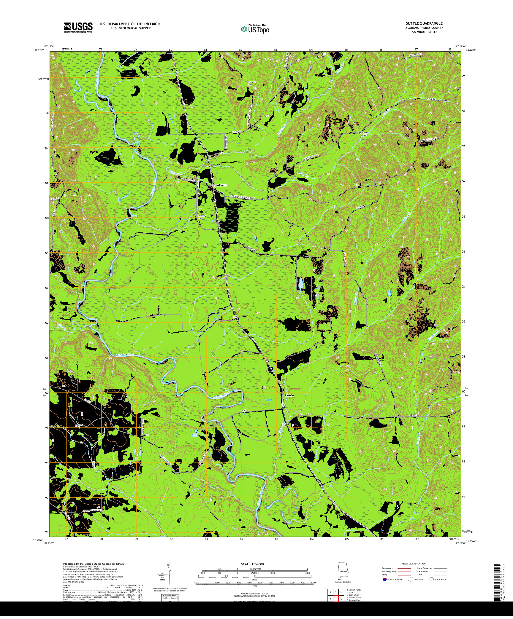 USGS US TOPO 7.5-MINUTE MAP FOR SUTTLE, AL 2018