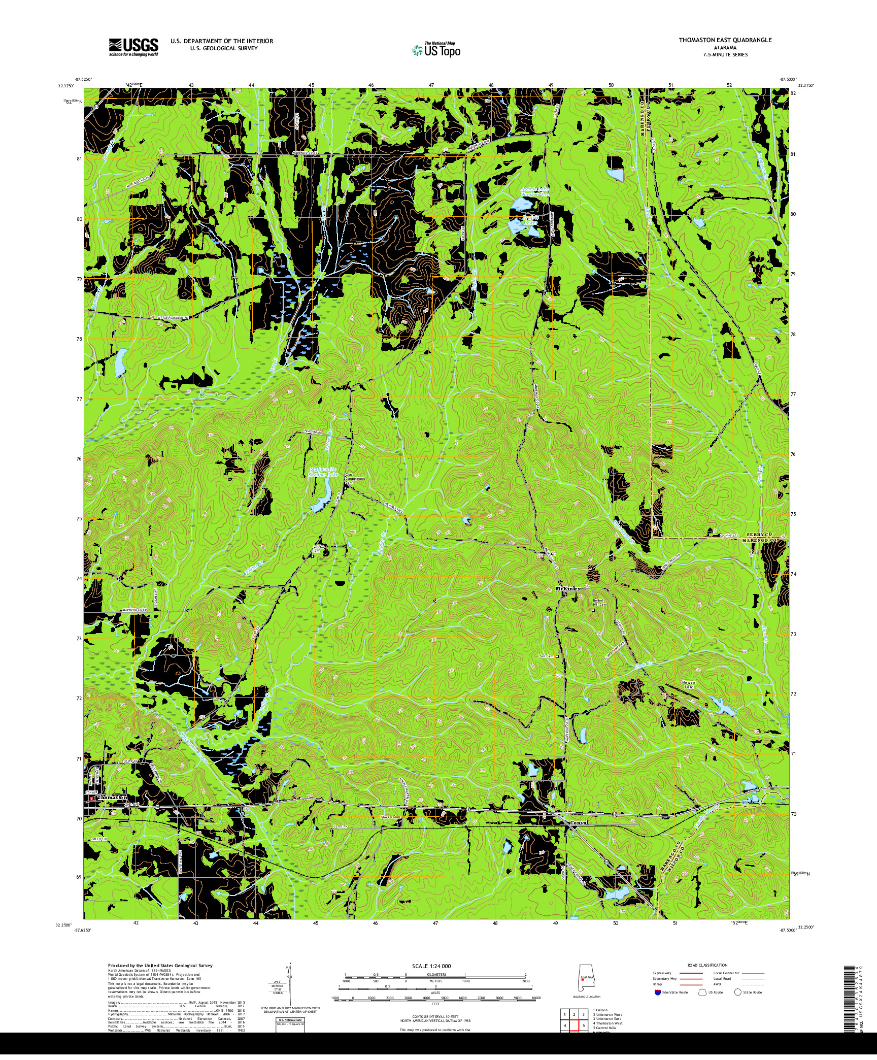 USGS US TOPO 7.5-MINUTE MAP FOR THOMASTON EAST, AL 2018