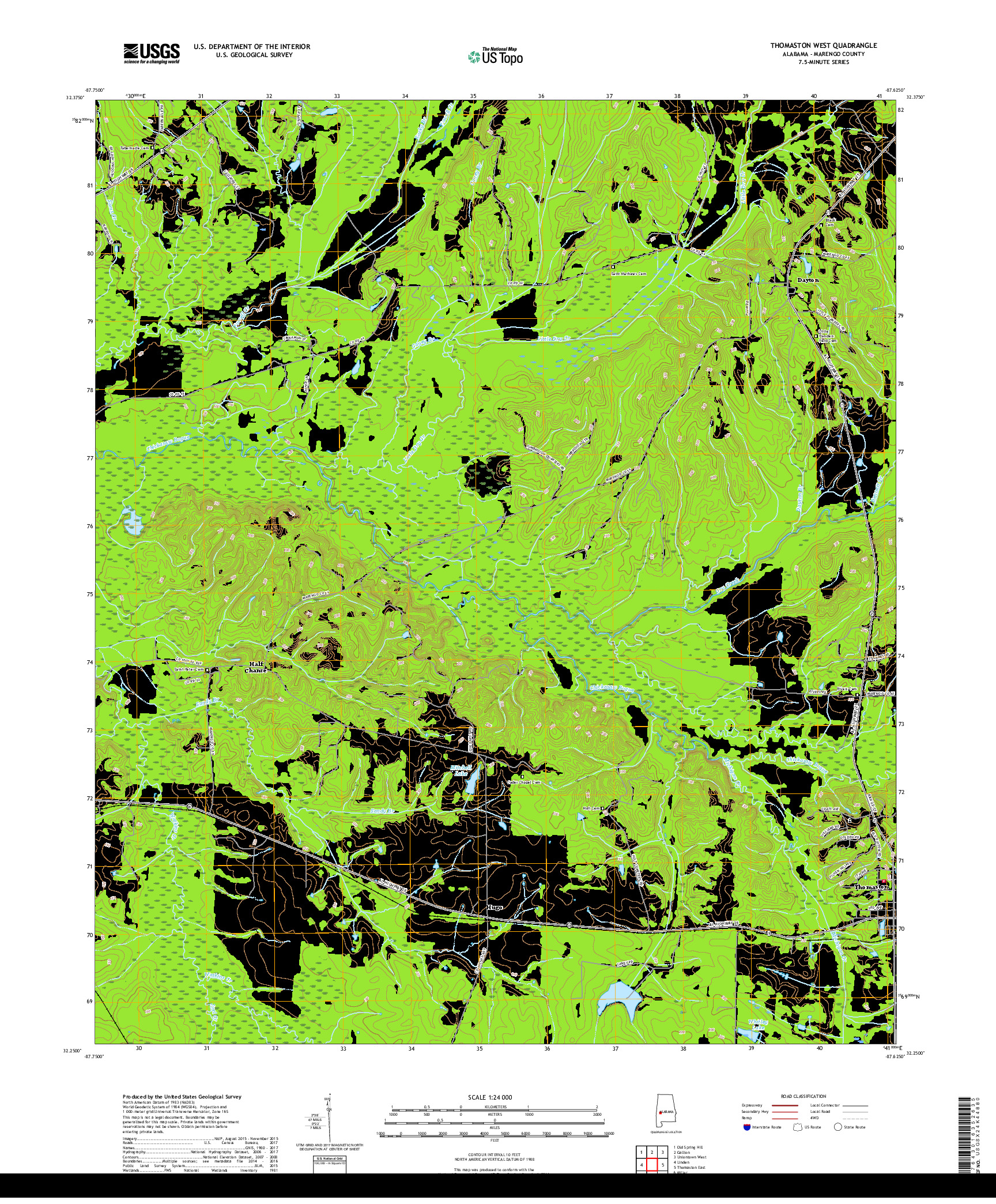 USGS US TOPO 7.5-MINUTE MAP FOR THOMASTON WEST, AL 2018