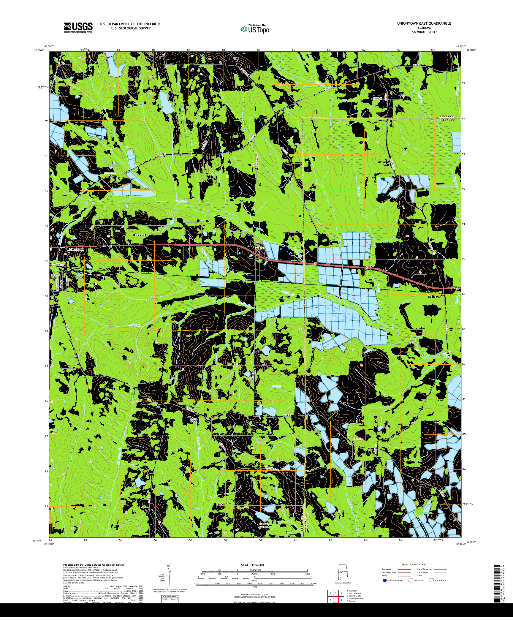 USGS US TOPO 7.5-MINUTE MAP FOR UNIONTOWN EAST, AL 2018