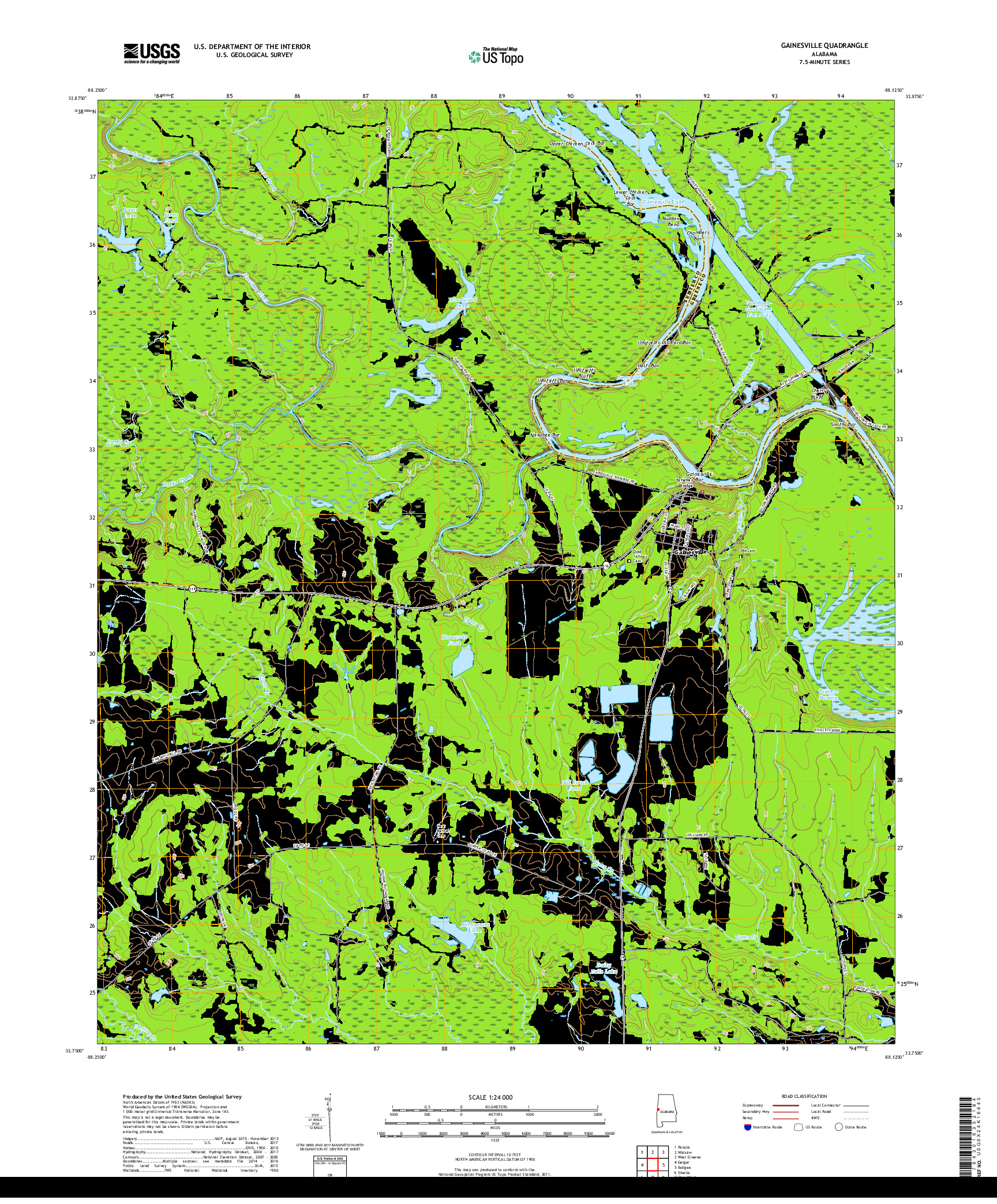 USGS US TOPO 7.5-MINUTE MAP FOR GAINESVILLE, AL 2018