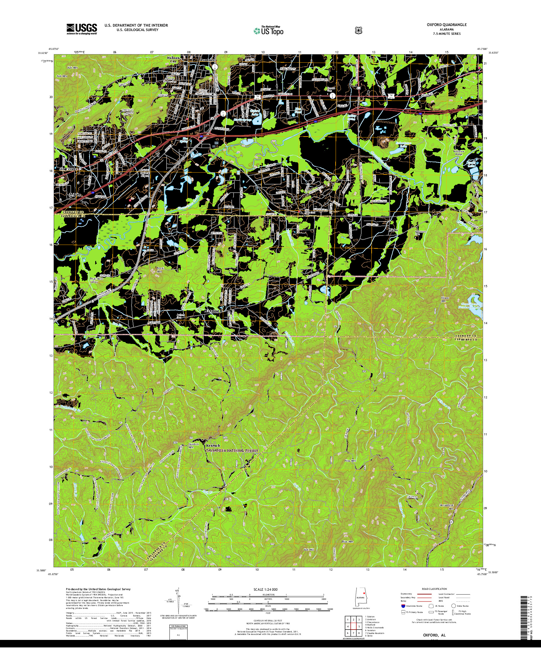 USGS US TOPO 7.5-MINUTE MAP FOR OXFORD, AL 2018