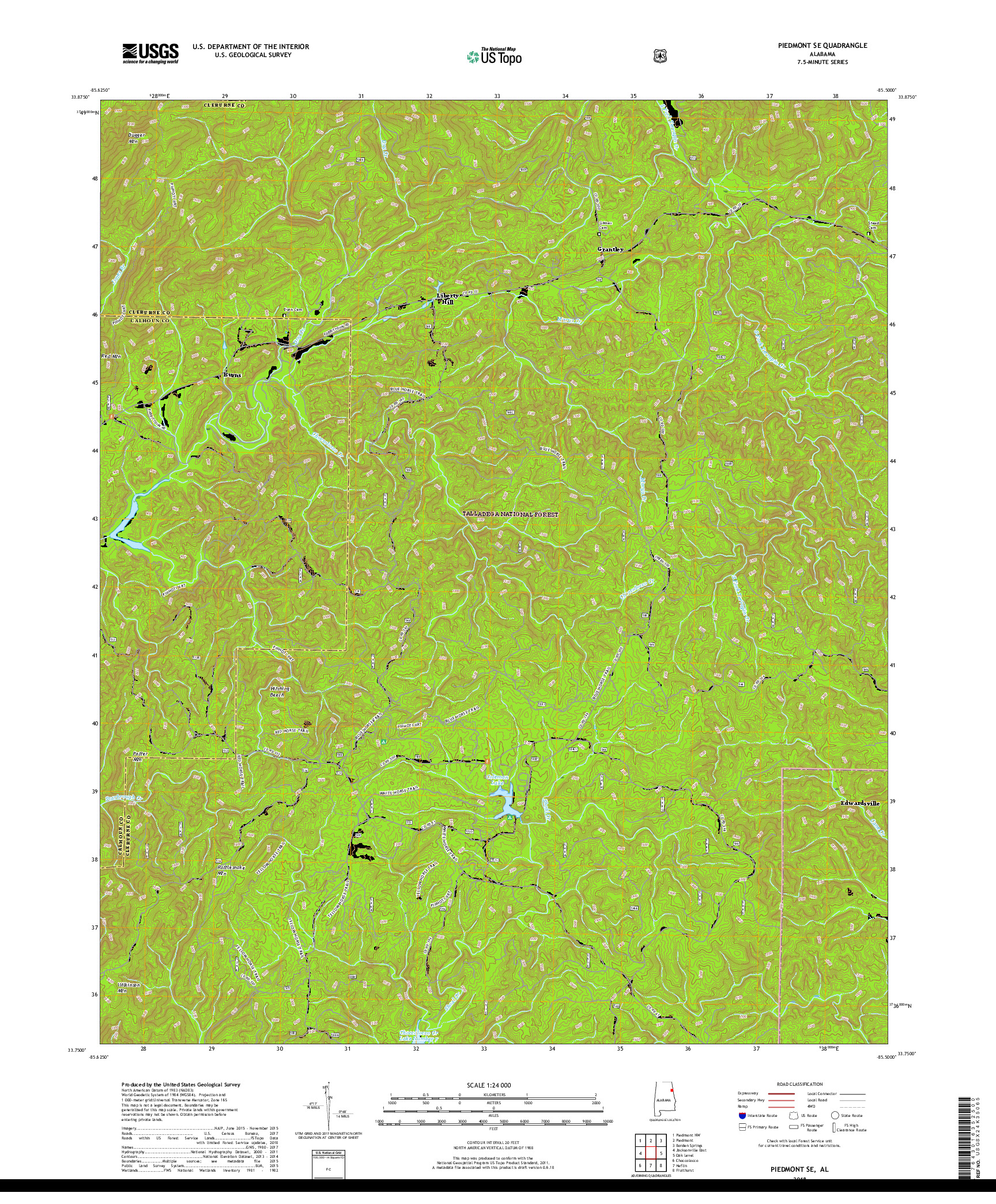 USGS US TOPO 7.5-MINUTE MAP FOR PIEDMONT SE, AL 2018