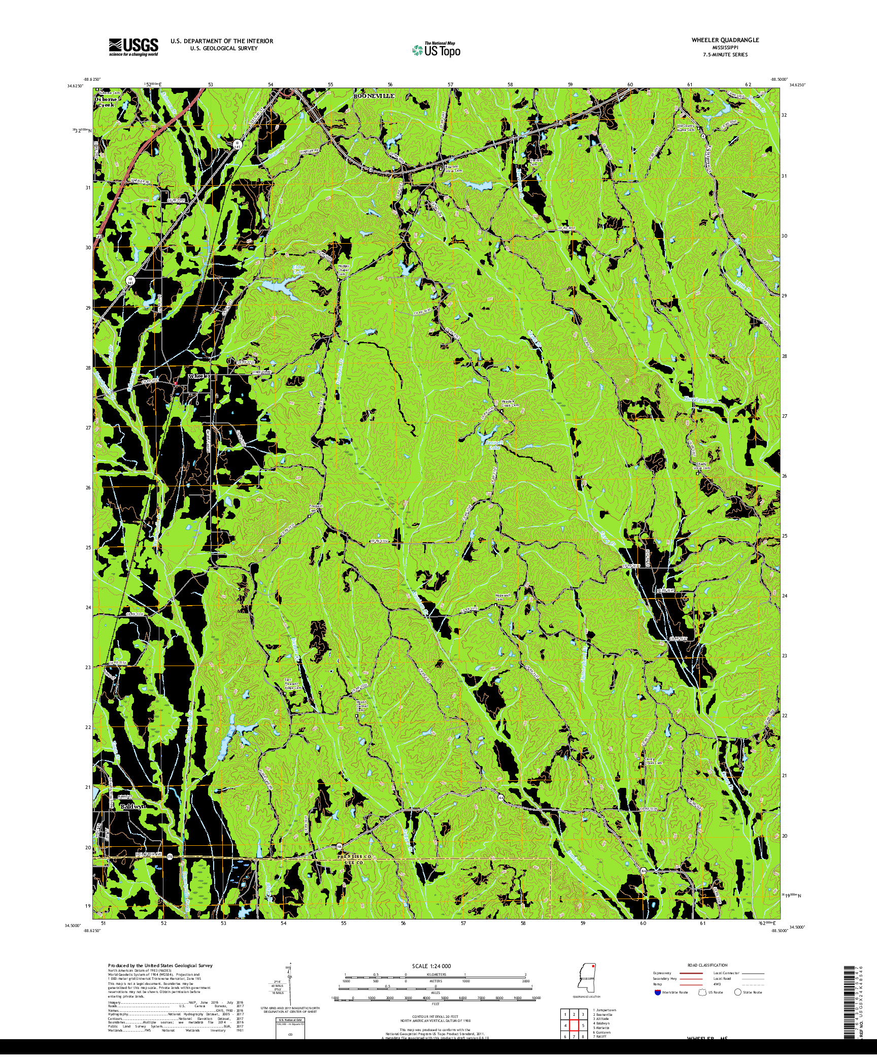 USGS US TOPO 7.5-MINUTE MAP FOR WHEELER, MS 2018