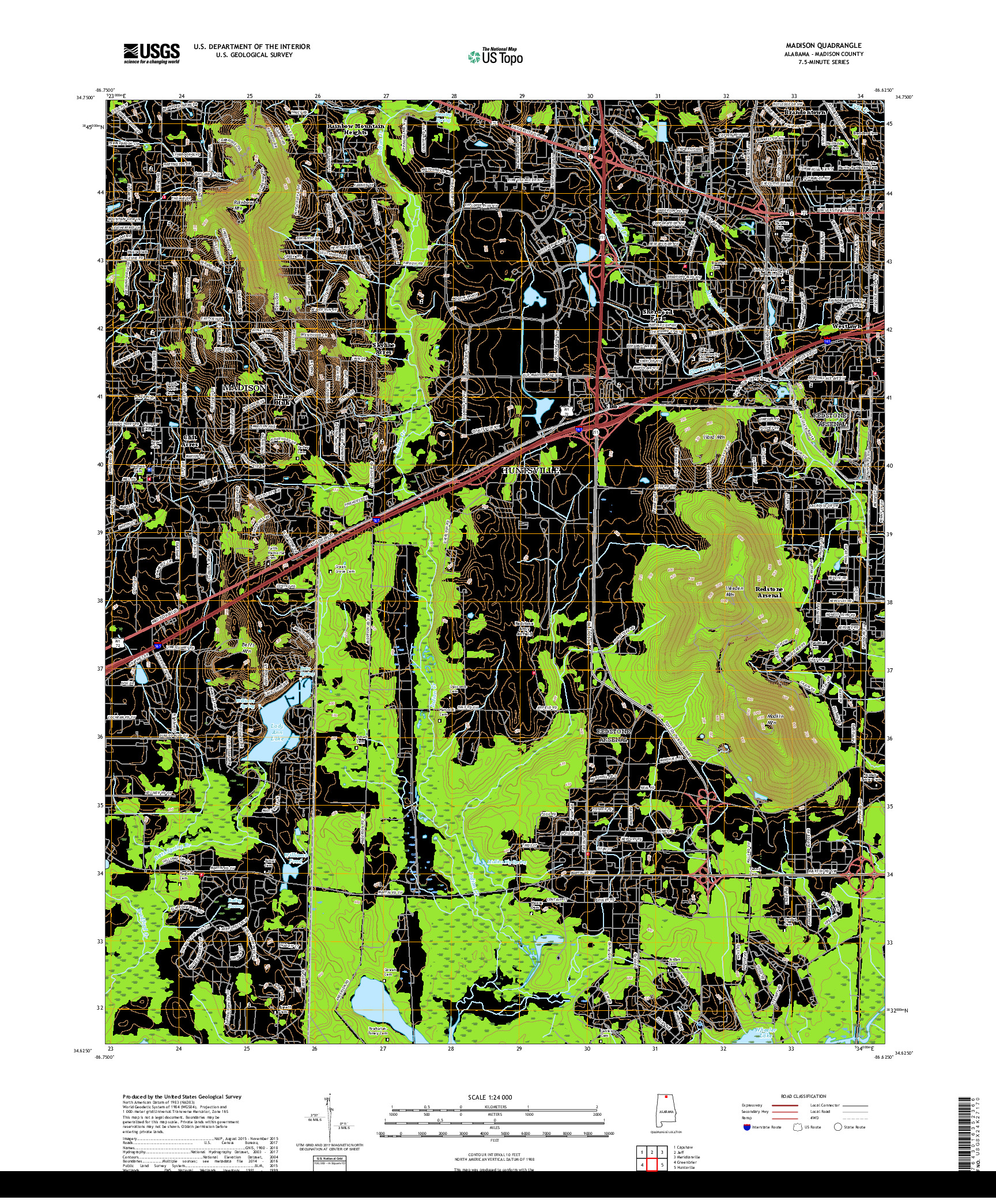 USGS US TOPO 7.5-MINUTE MAP FOR MADISON, AL 2018