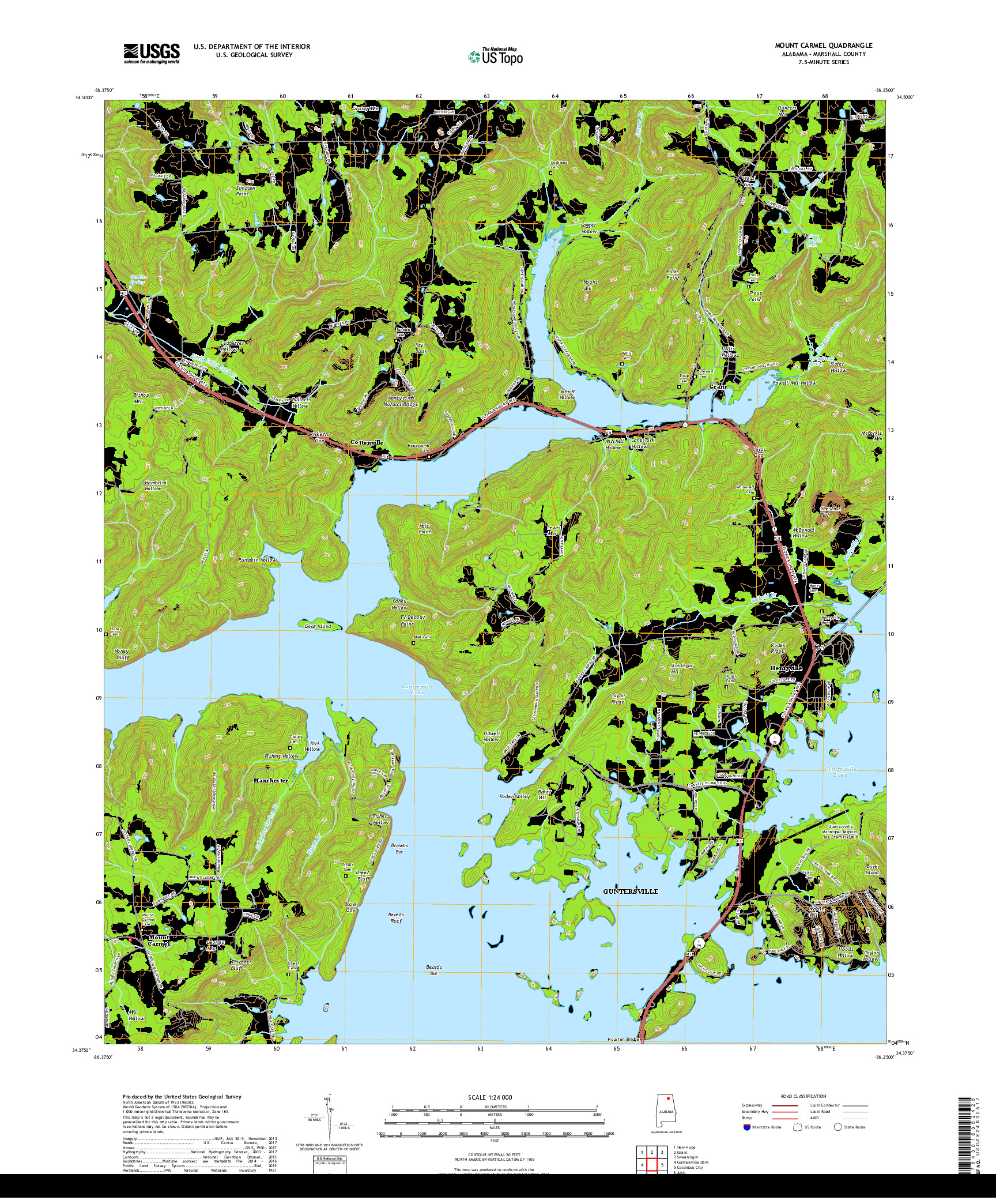 USGS US TOPO 7.5-MINUTE MAP FOR MOUNT CARMEL, AL 2018