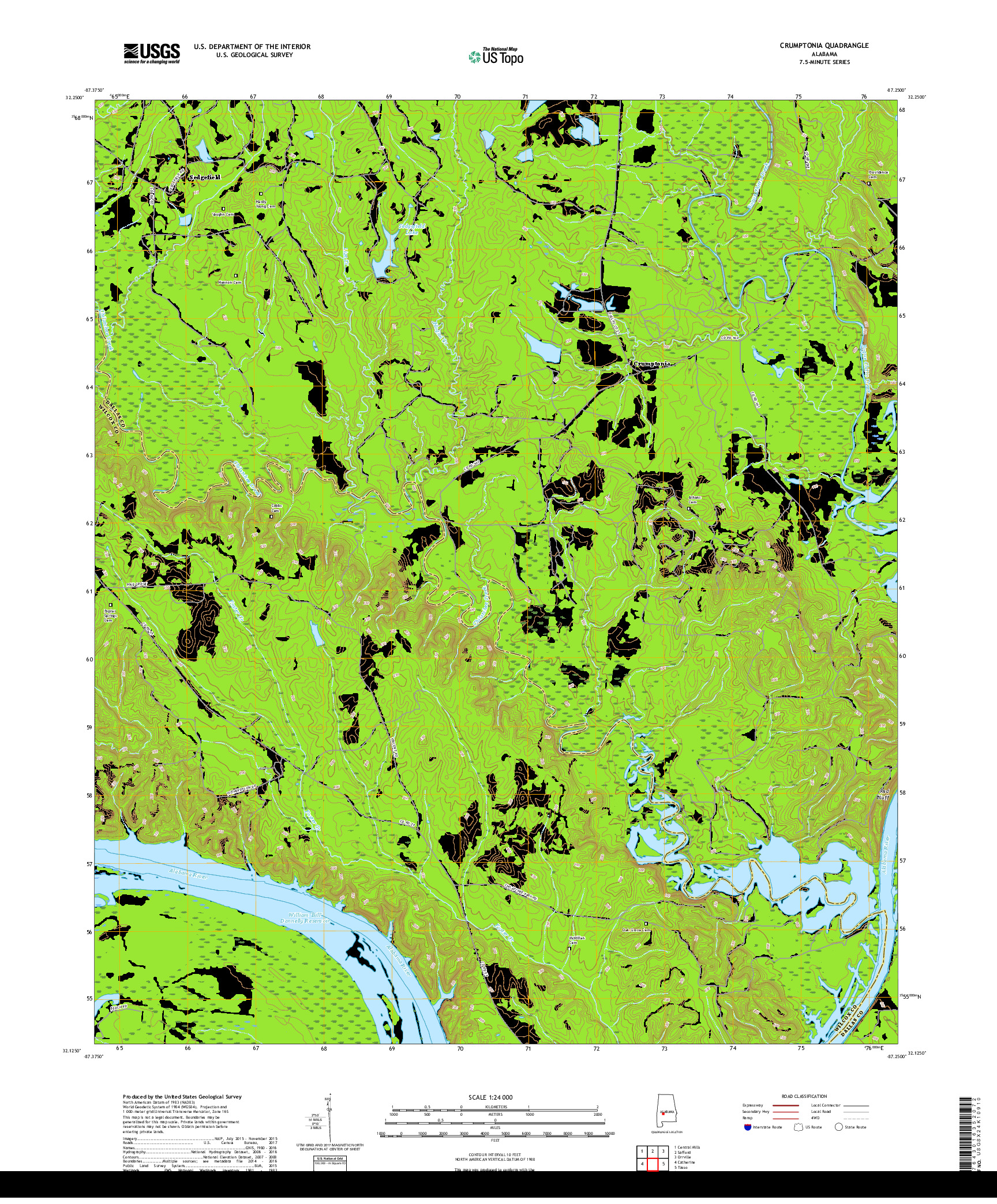 USGS US TOPO 7.5-MINUTE MAP FOR CRUMPTONIA, AL 2018