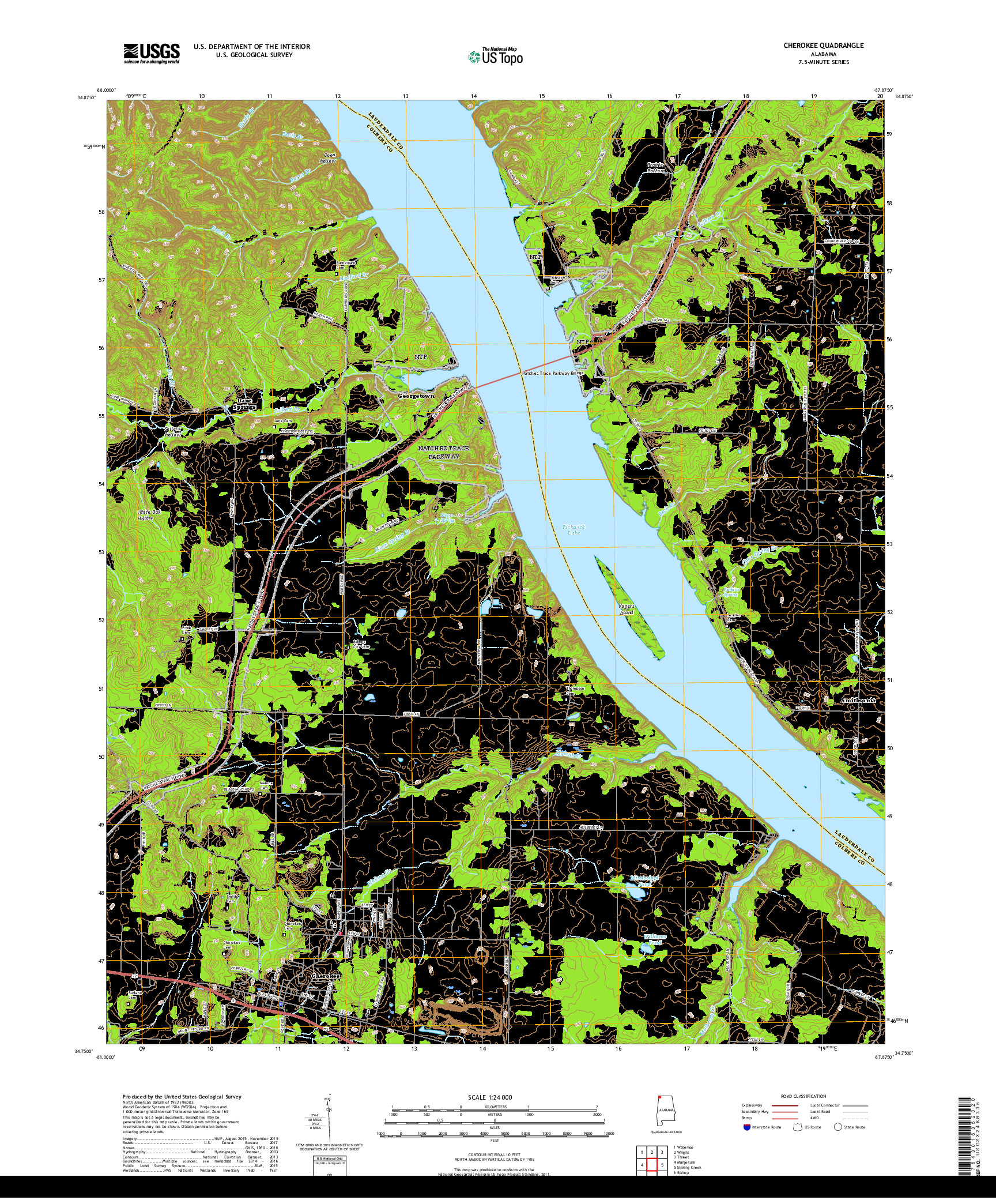 USGS US TOPO 7.5-MINUTE MAP FOR CHEROKEE, AL 2018