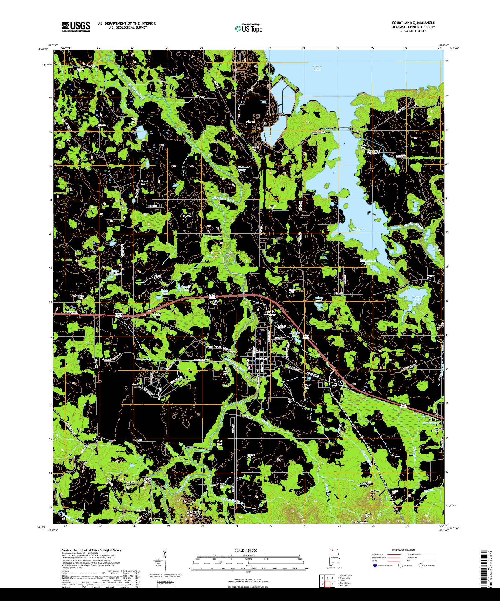 USGS US TOPO 7.5-MINUTE MAP FOR COURTLAND, AL 2018