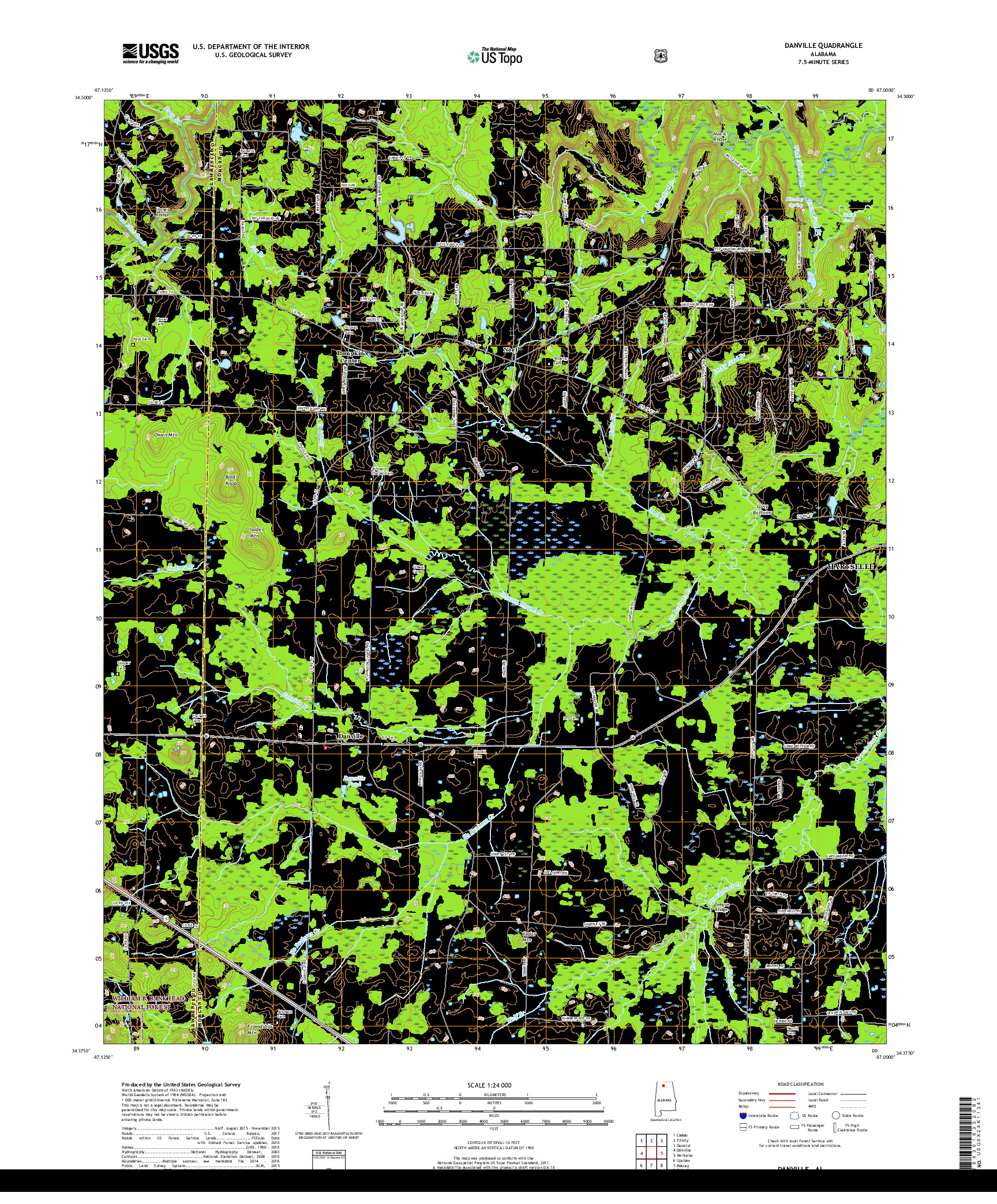 USGS US TOPO 7.5-MINUTE MAP FOR DANVILLE, AL 2018