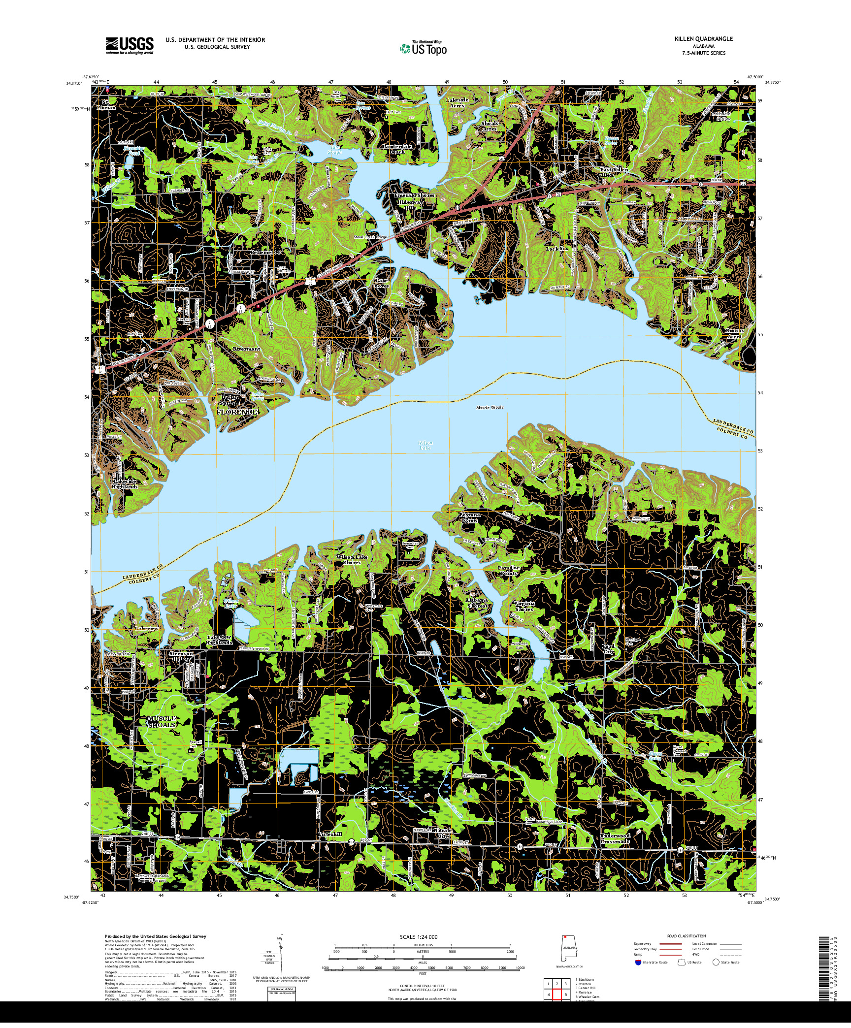 USGS US TOPO 7.5-MINUTE MAP FOR KILLEN, AL 2018