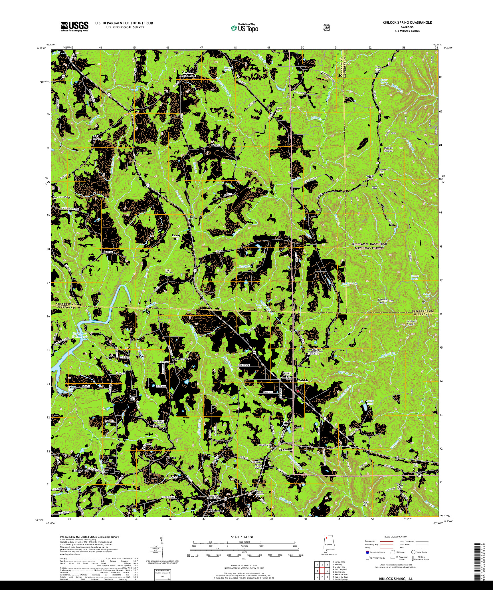 USGS US TOPO 7.5-MINUTE MAP FOR KINLOCK SPRING, AL 2018