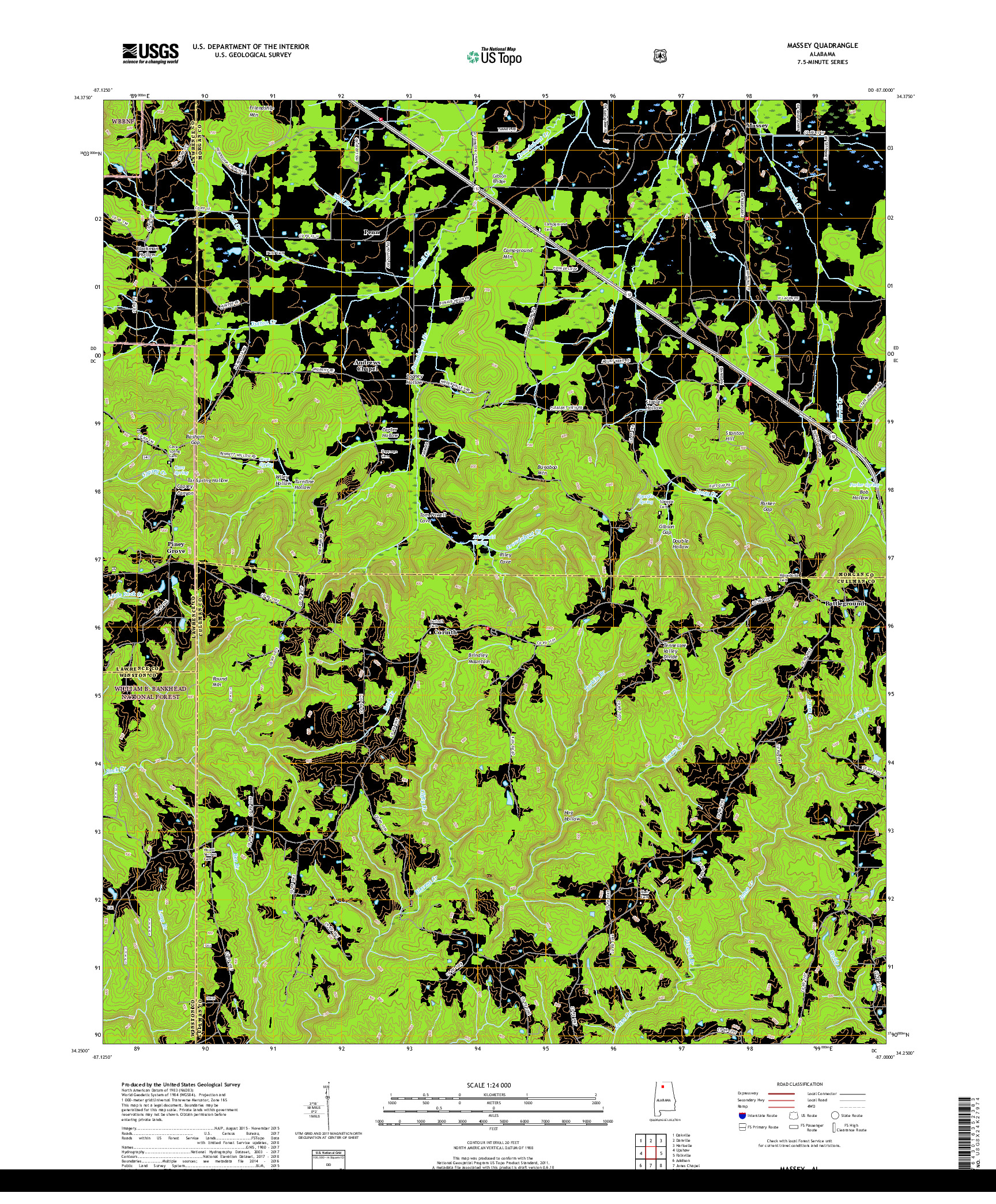 USGS US TOPO 7.5-MINUTE MAP FOR MASSEY, AL 2018