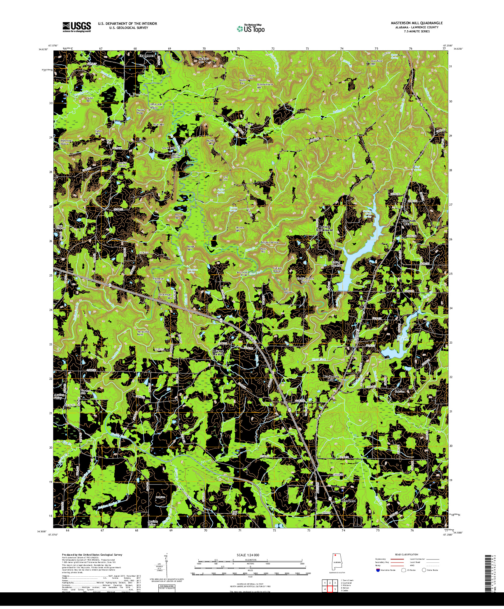 USGS US TOPO 7.5-MINUTE MAP FOR MASTERSON MILL, AL 2018