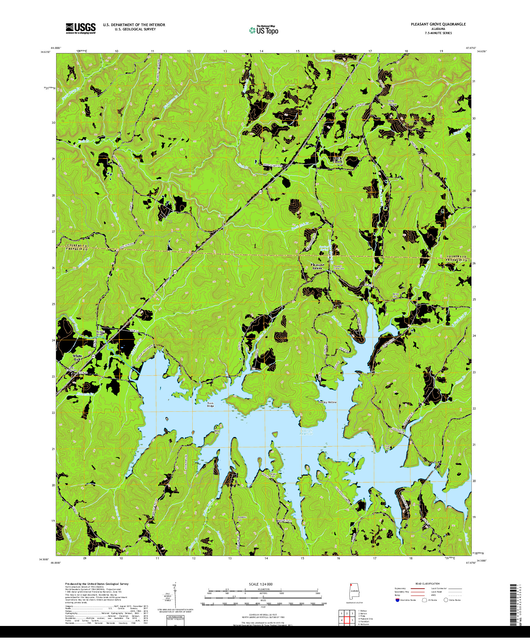 USGS US TOPO 7.5-MINUTE MAP FOR PLEASANT GROVE, AL 2018