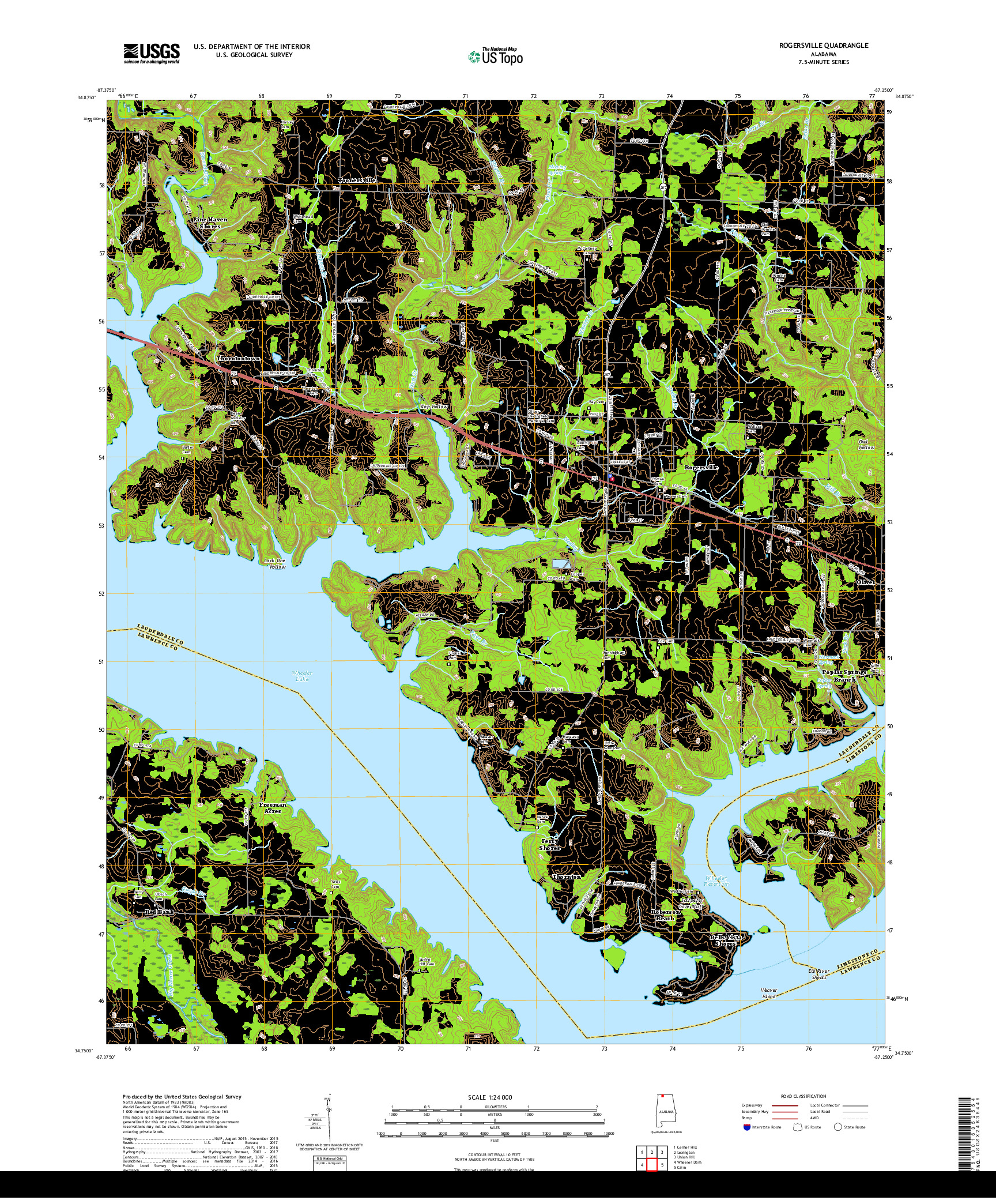 USGS US TOPO 7.5-MINUTE MAP FOR ROGERSVILLE, AL 2018