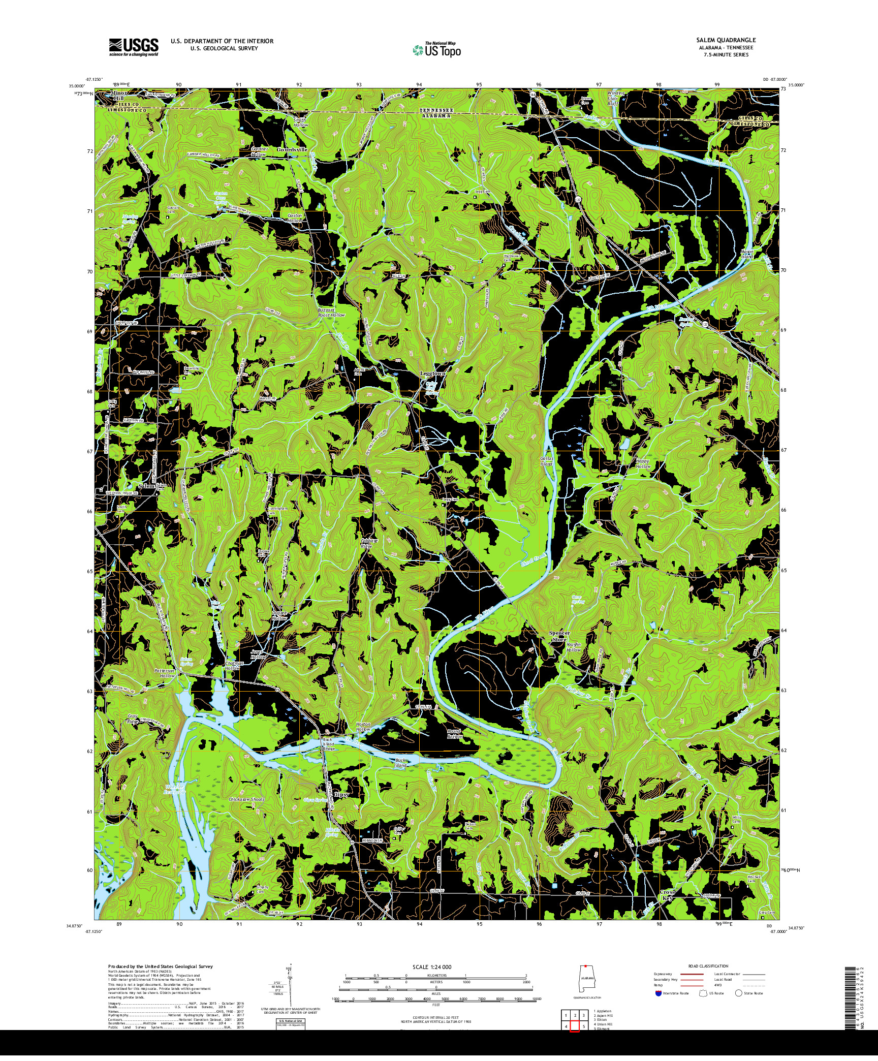 USGS US TOPO 7.5-MINUTE MAP FOR SALEM, AL,TN 2018