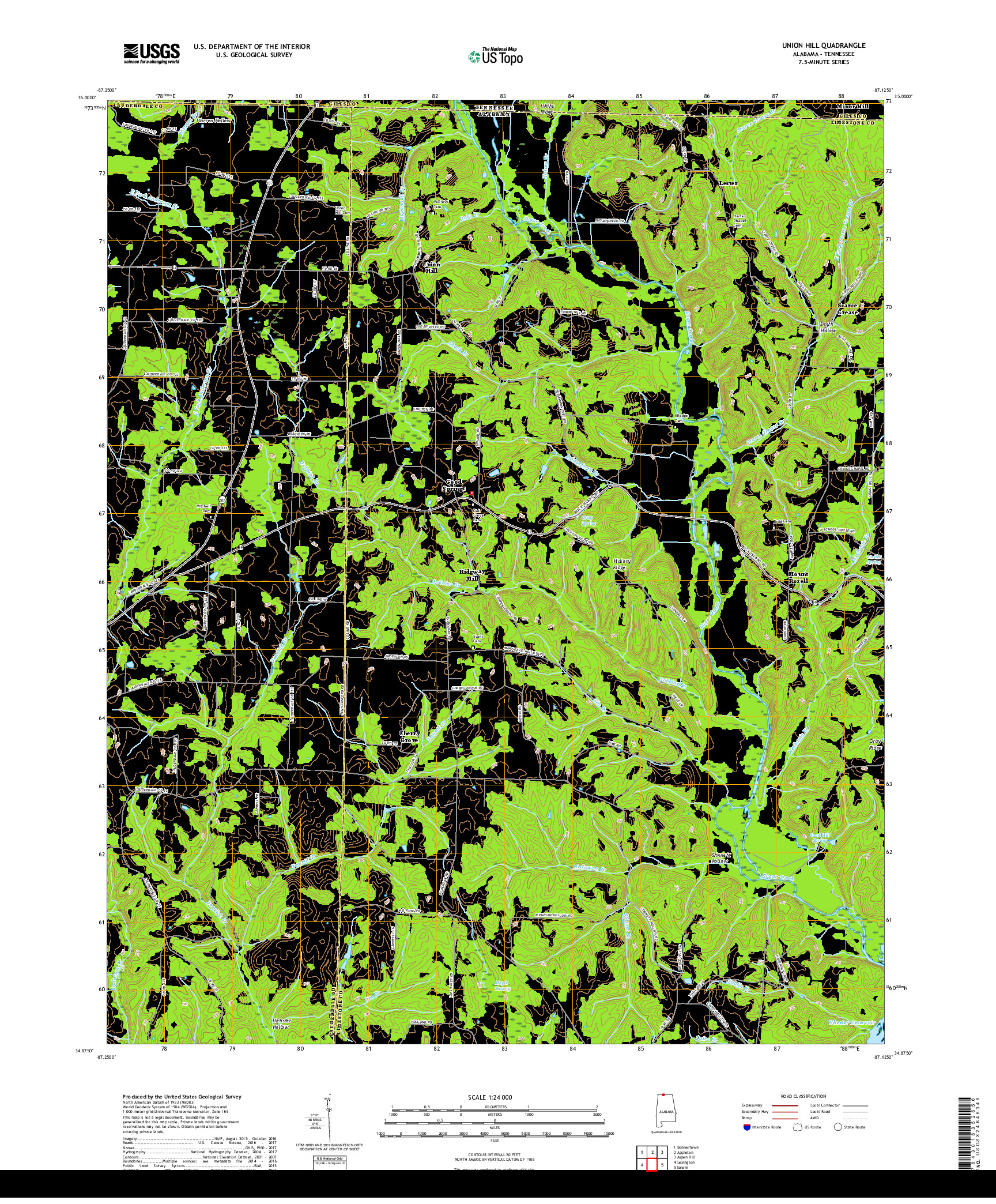 USGS US TOPO 7.5-MINUTE MAP FOR UNION HILL, AL,TN 2018