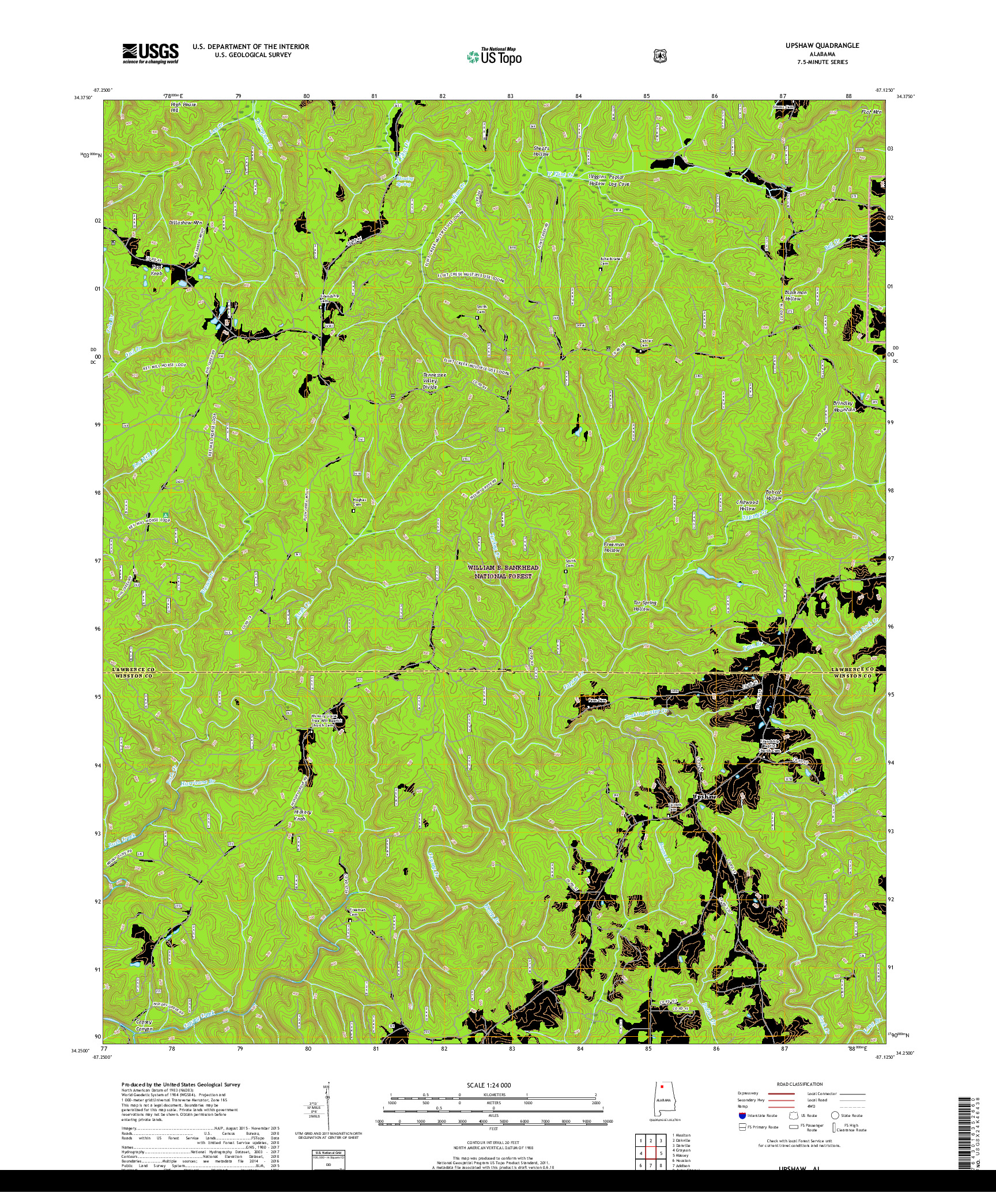 USGS US TOPO 7.5-MINUTE MAP FOR UPSHAW, AL 2018