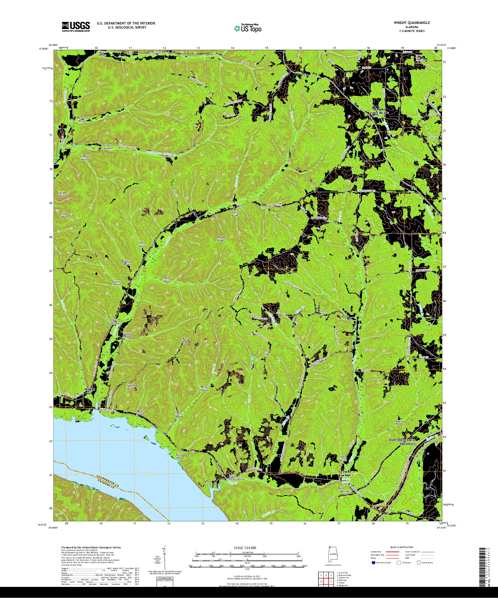USGS US TOPO 7.5-MINUTE MAP FOR WRIGHT, AL 2018