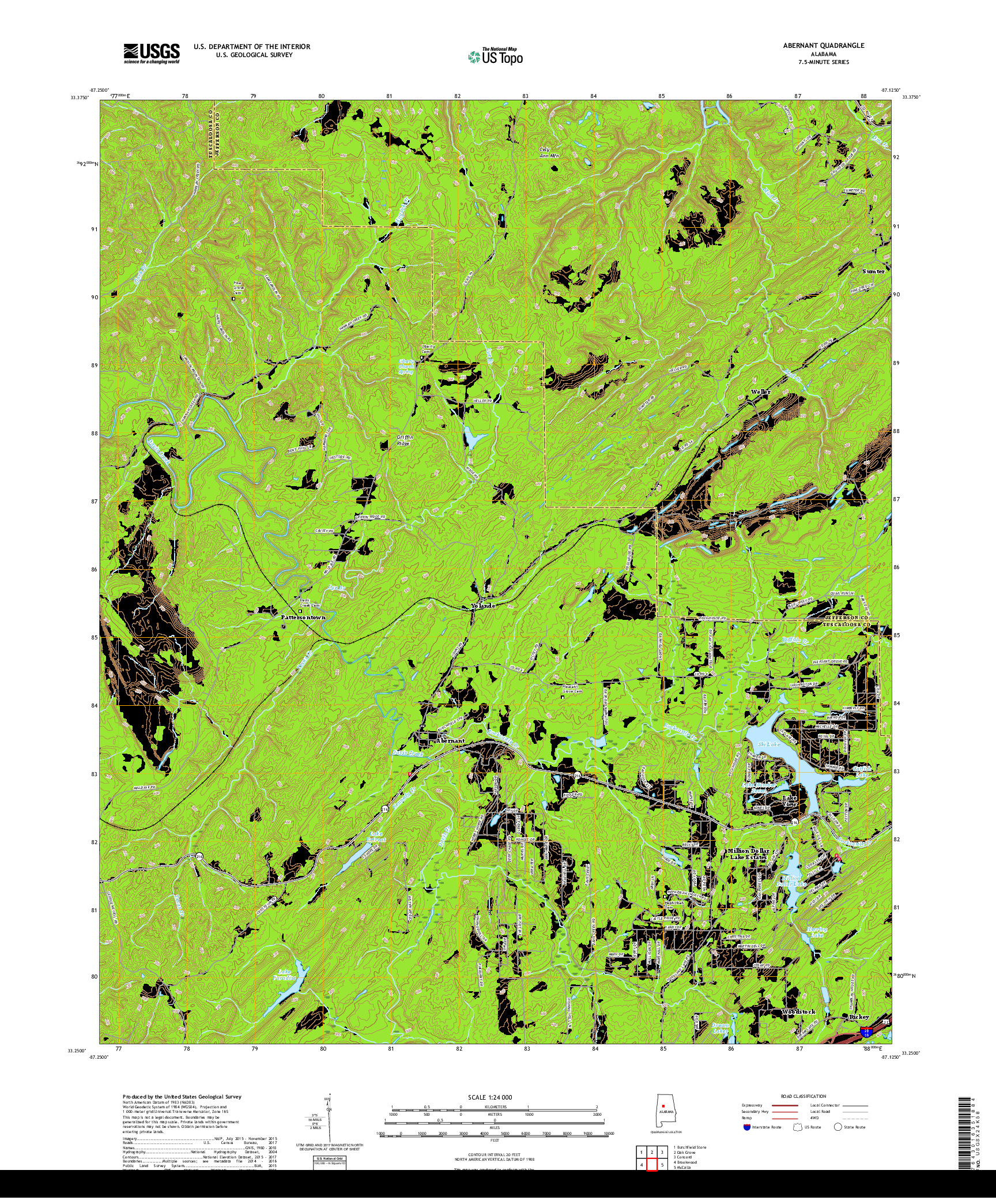 USGS US TOPO 7.5-MINUTE MAP FOR ABERNANT, AL 2018