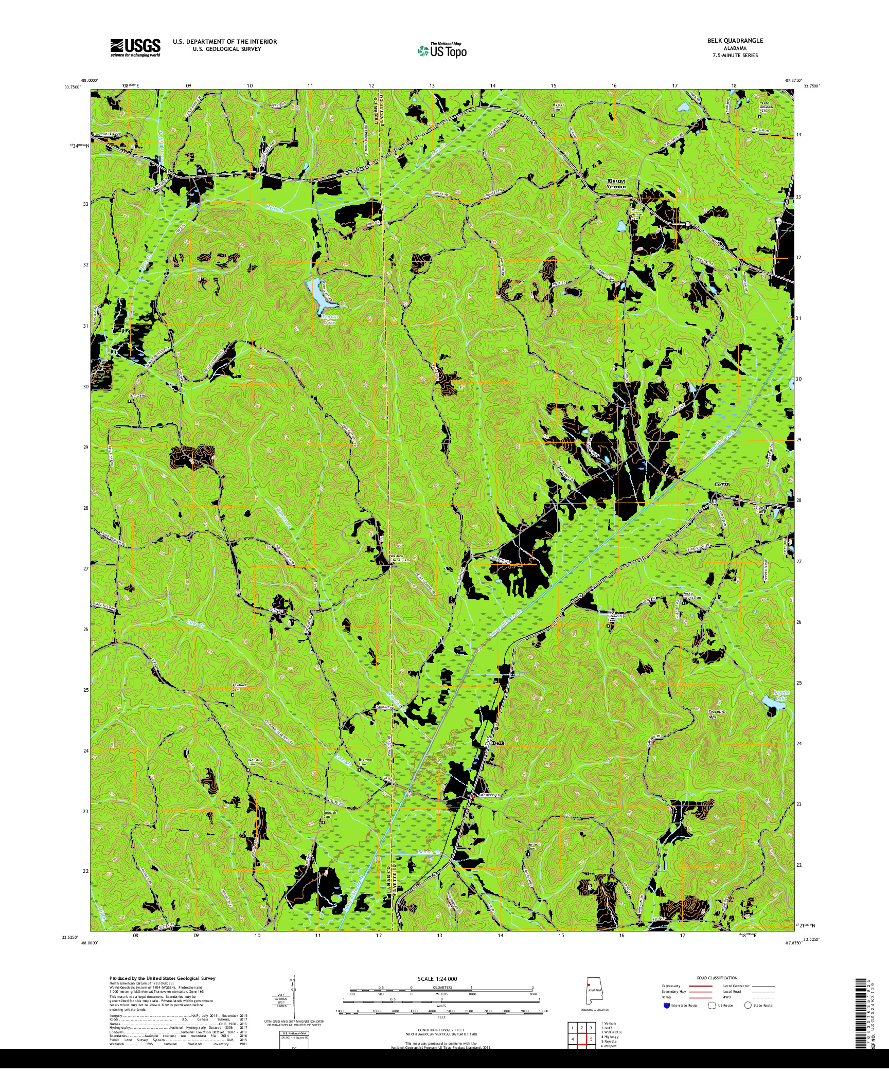 USGS US TOPO 7.5-MINUTE MAP FOR BELK, AL 2018