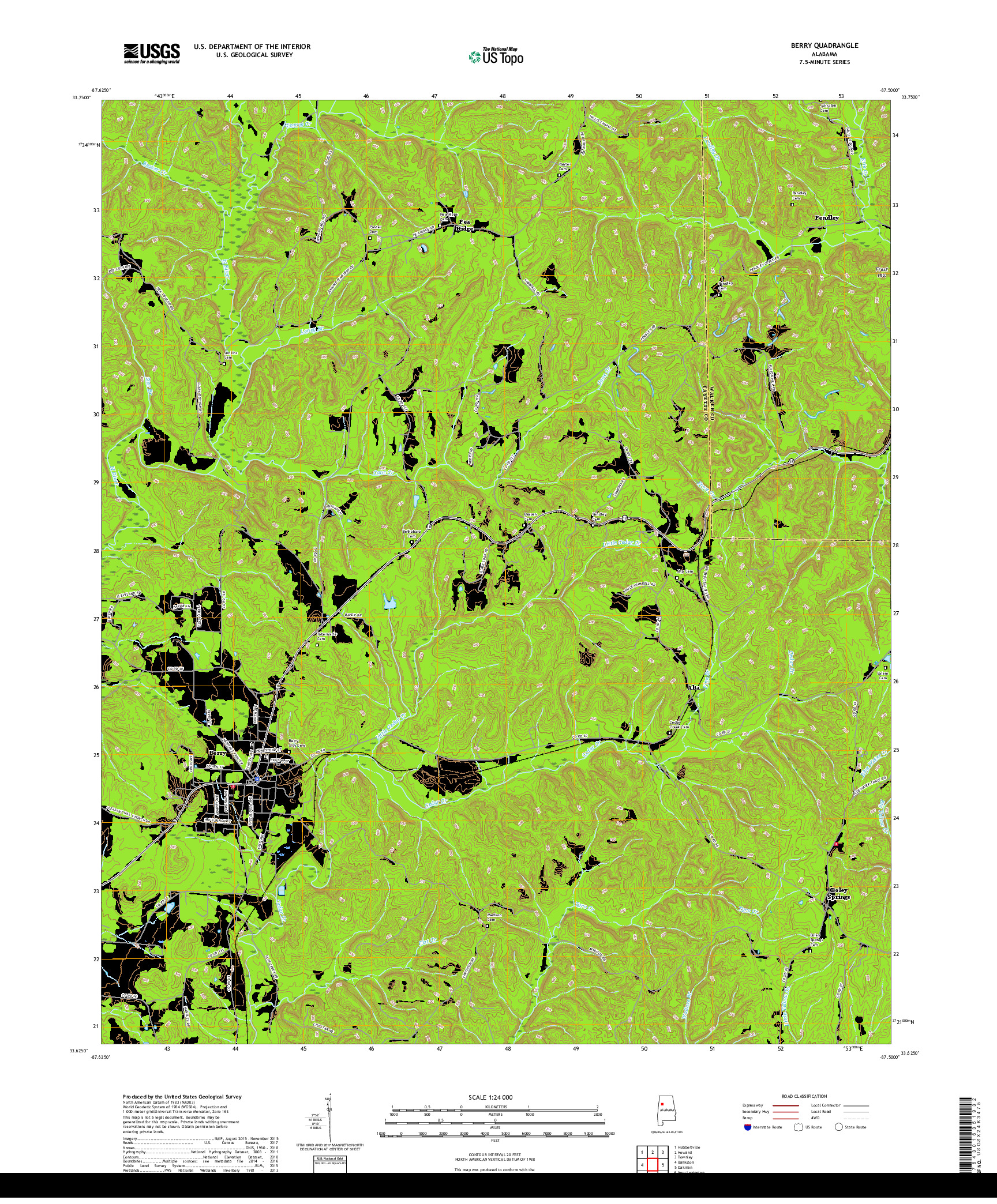 USGS US TOPO 7.5-MINUTE MAP FOR BERRY, AL 2018