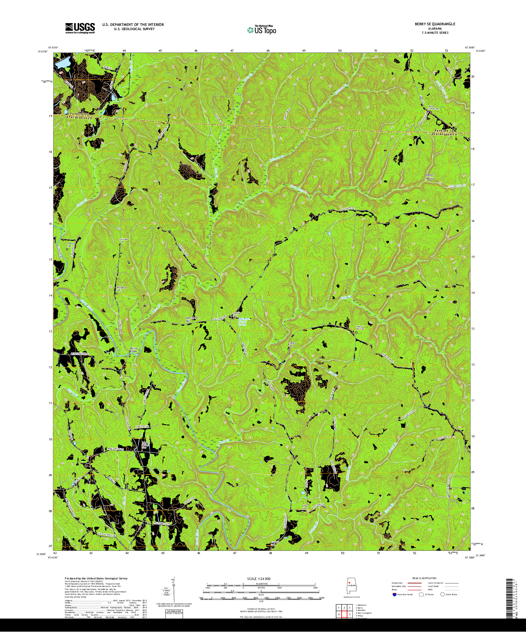 USGS US TOPO 7.5-MINUTE MAP FOR BERRY SE, AL 2018