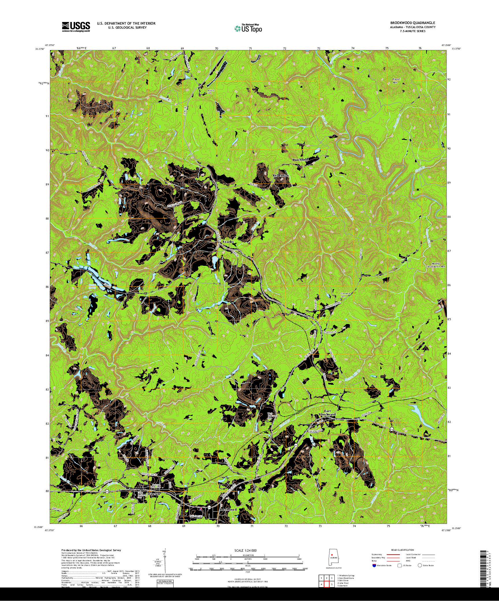 USGS US TOPO 7.5-MINUTE MAP FOR BROOKWOOD, AL 2018