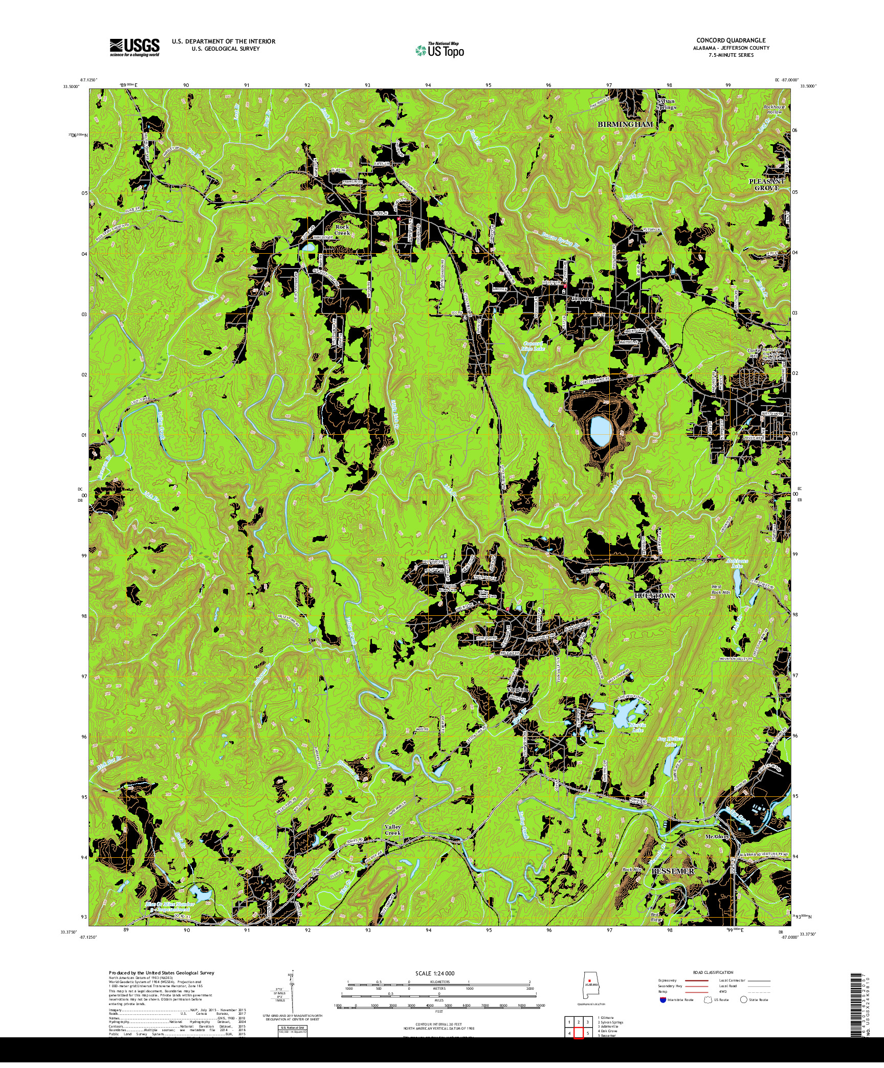 USGS US TOPO 7.5-MINUTE MAP FOR CONCORD, AL 2018