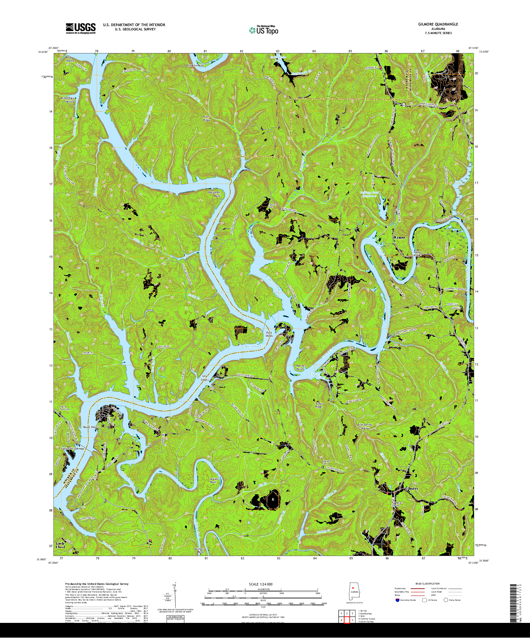 USGS US TOPO 7.5-MINUTE MAP FOR GILMORE, AL 2018