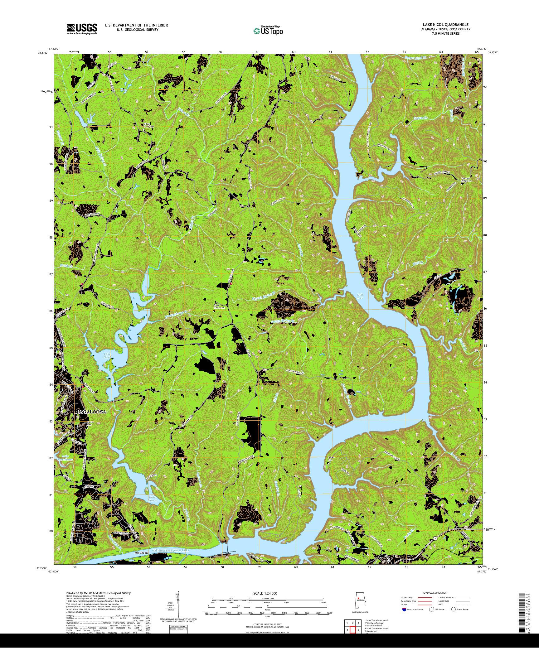 USGS US TOPO 7.5-MINUTE MAP FOR LAKE NICOL, AL 2018