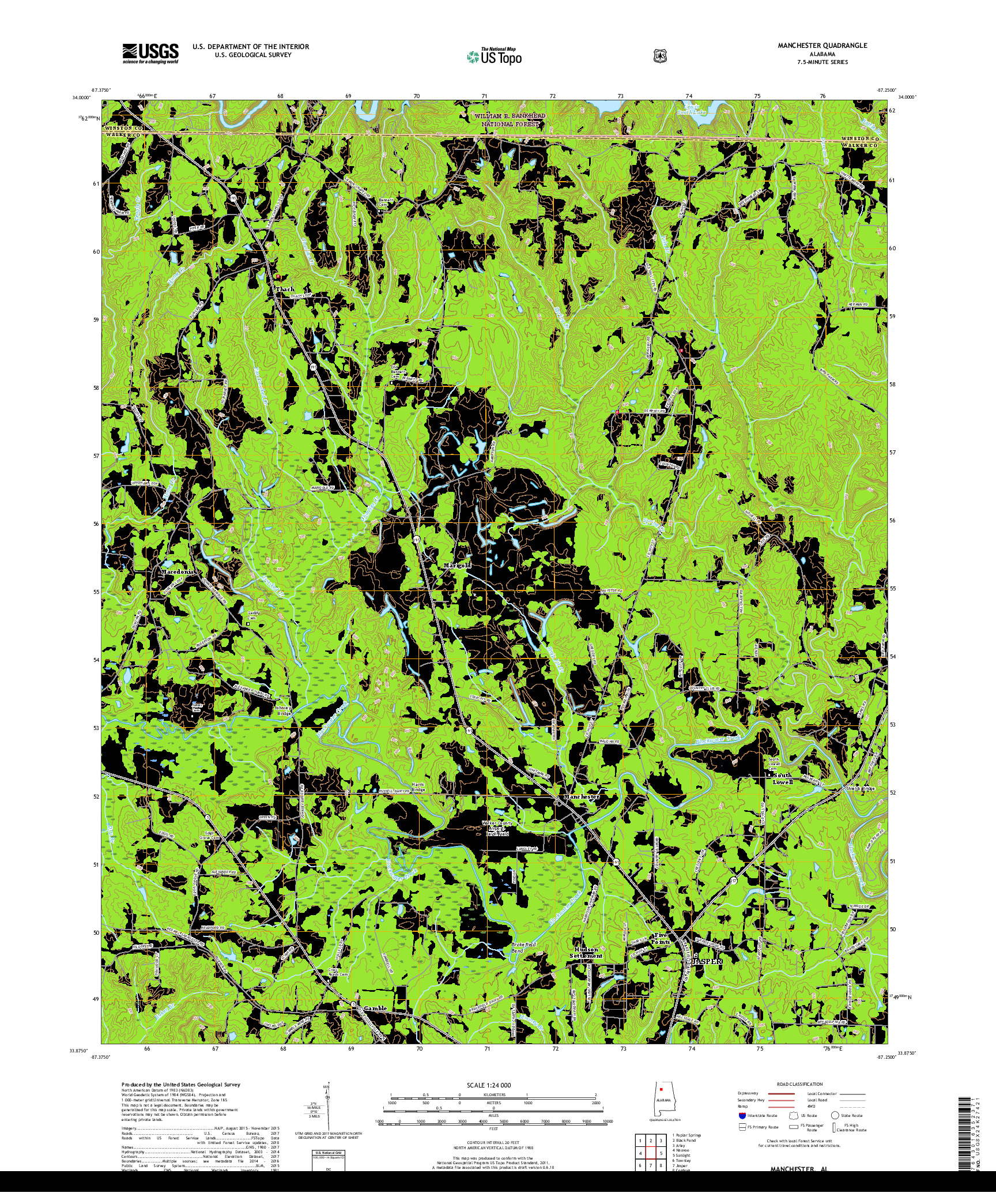 USGS US TOPO 7.5-MINUTE MAP FOR MANCHESTER, AL 2018