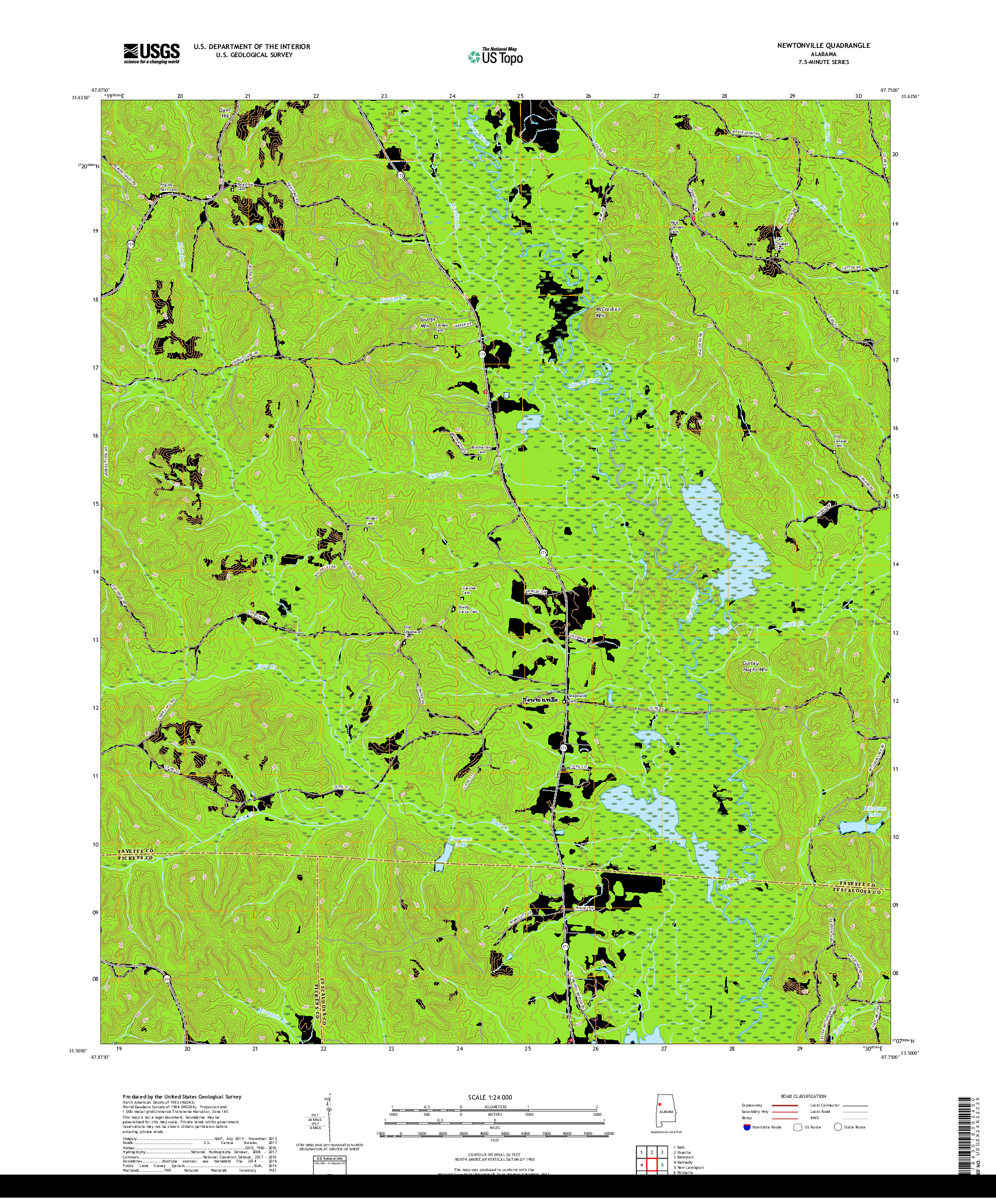USGS US TOPO 7.5-MINUTE MAP FOR NEWTONVILLE, AL 2018