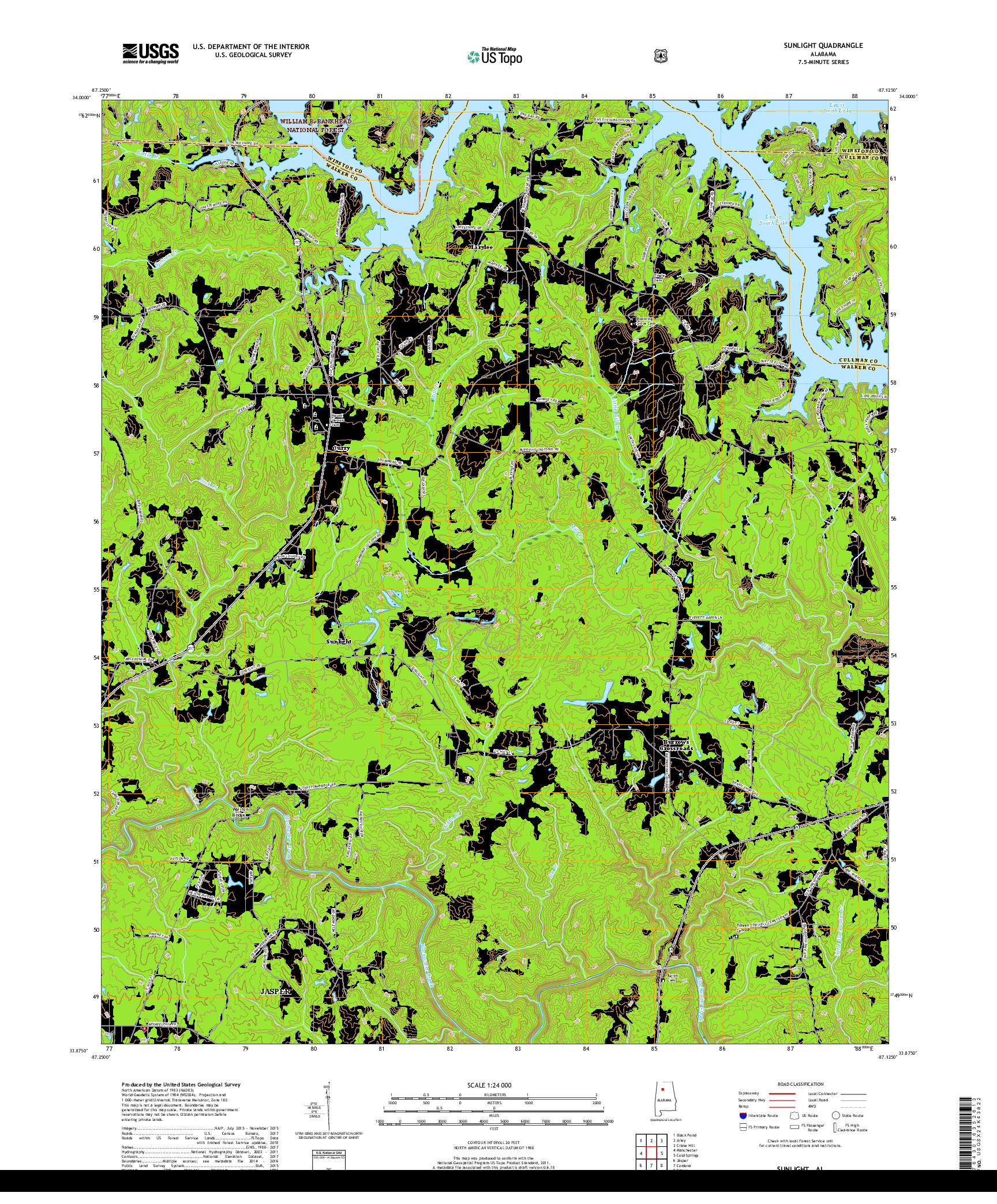 USGS US TOPO 7.5-MINUTE MAP FOR SUNLIGHT, AL 2018