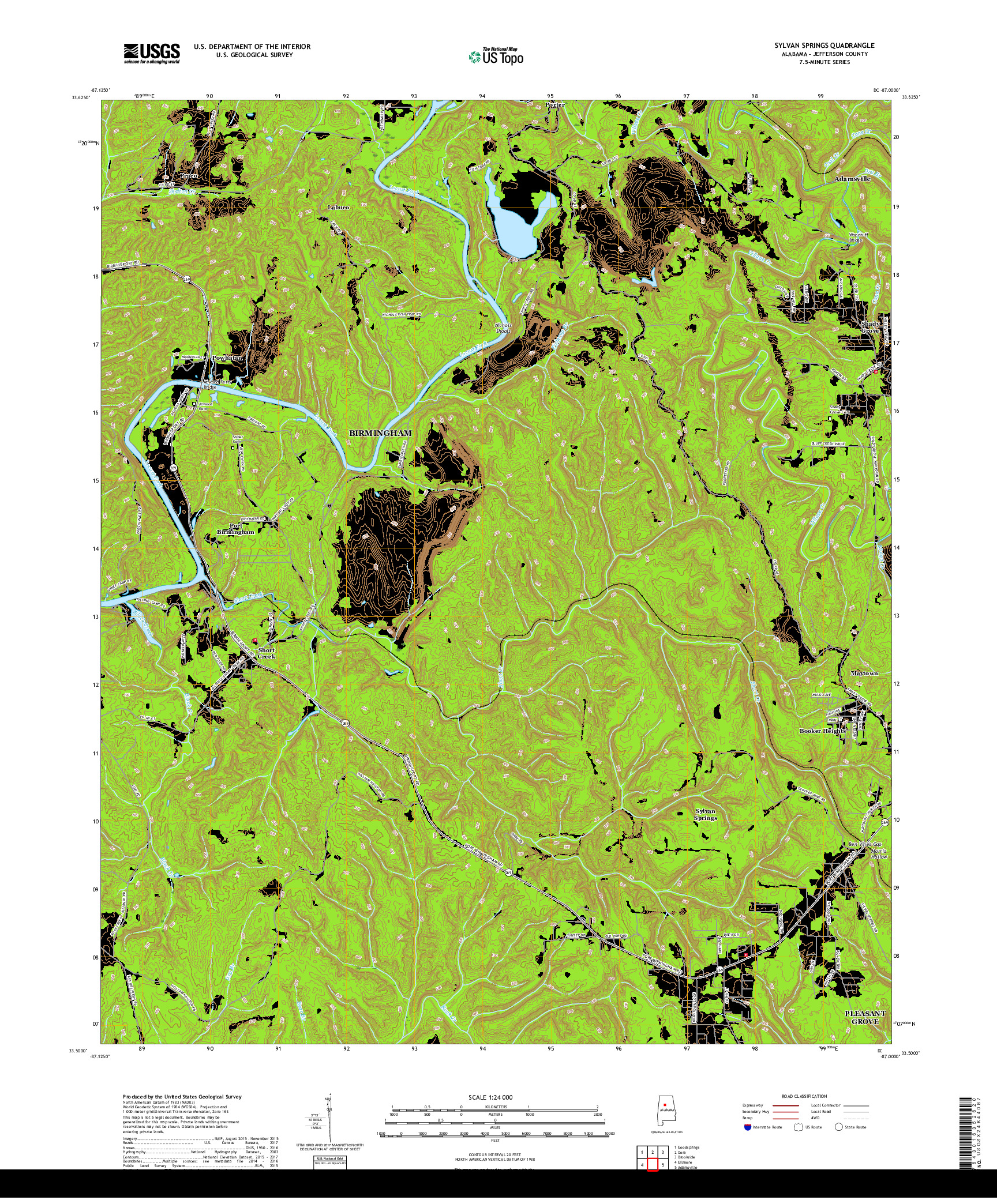 USGS US TOPO 7.5-MINUTE MAP FOR SYLVAN SPRINGS, AL 2018