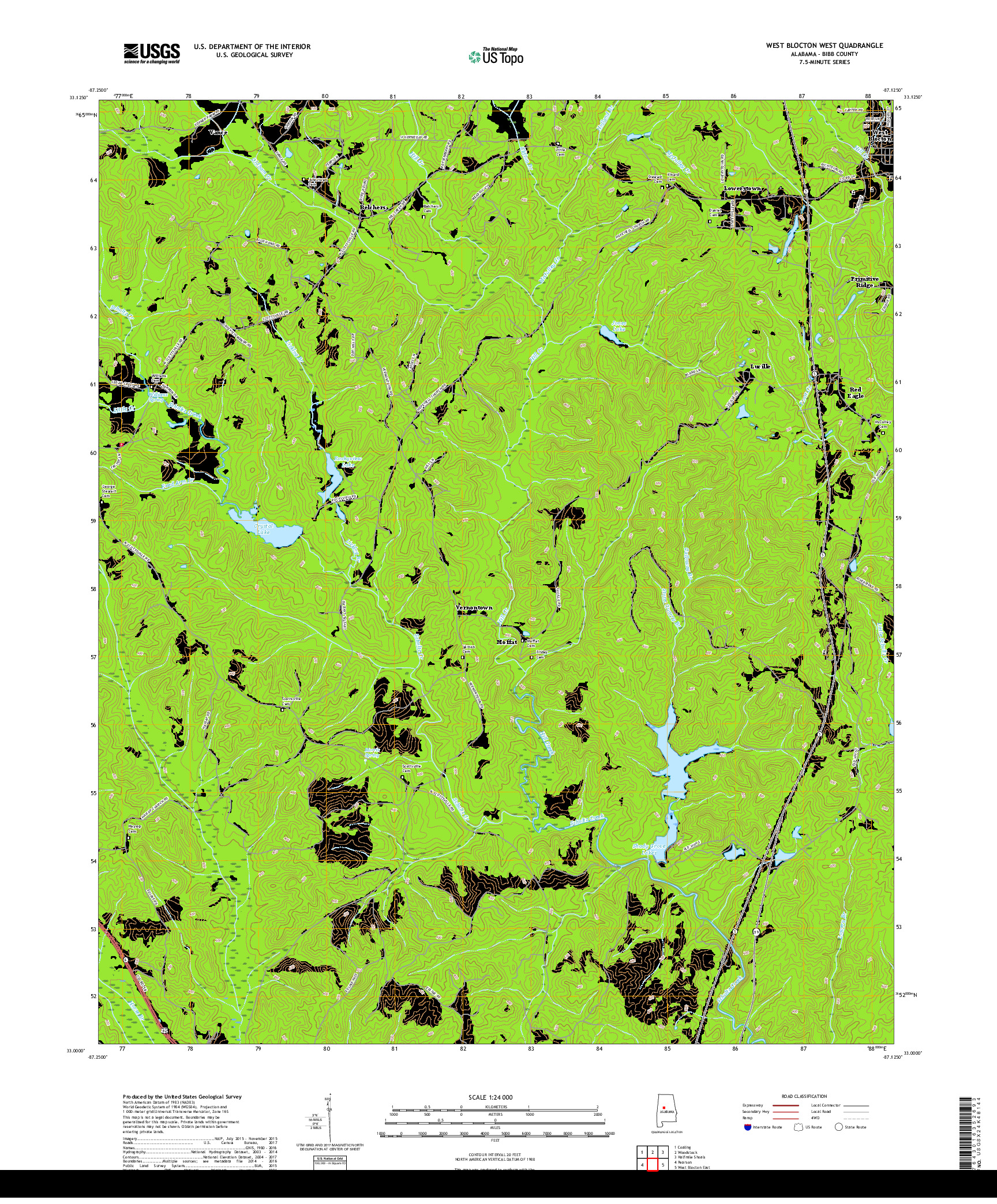 USGS US TOPO 7.5-MINUTE MAP FOR WEST BLOCTON WEST, AL 2018