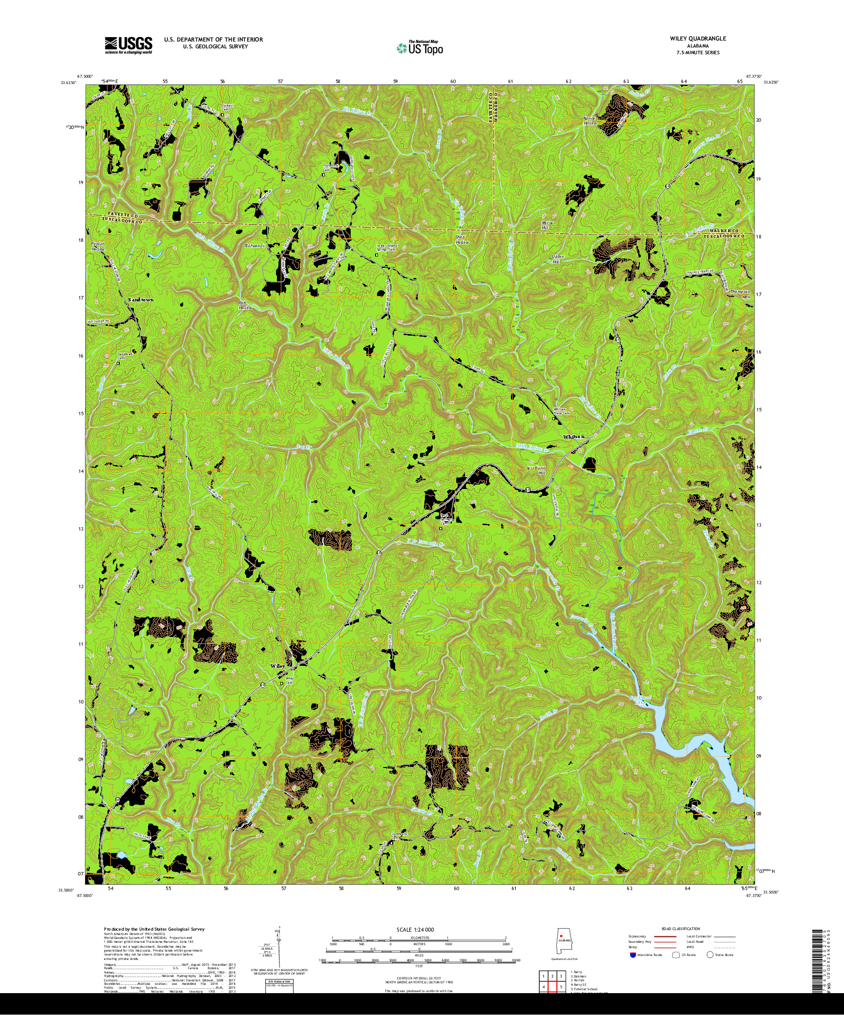 USGS US TOPO 7.5-MINUTE MAP FOR WILEY, AL 2018