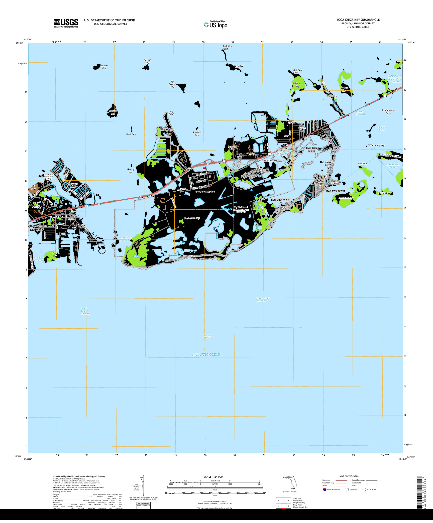 USGS US TOPO 7.5-MINUTE MAP FOR BOCA CHICA KEY, FL 2018