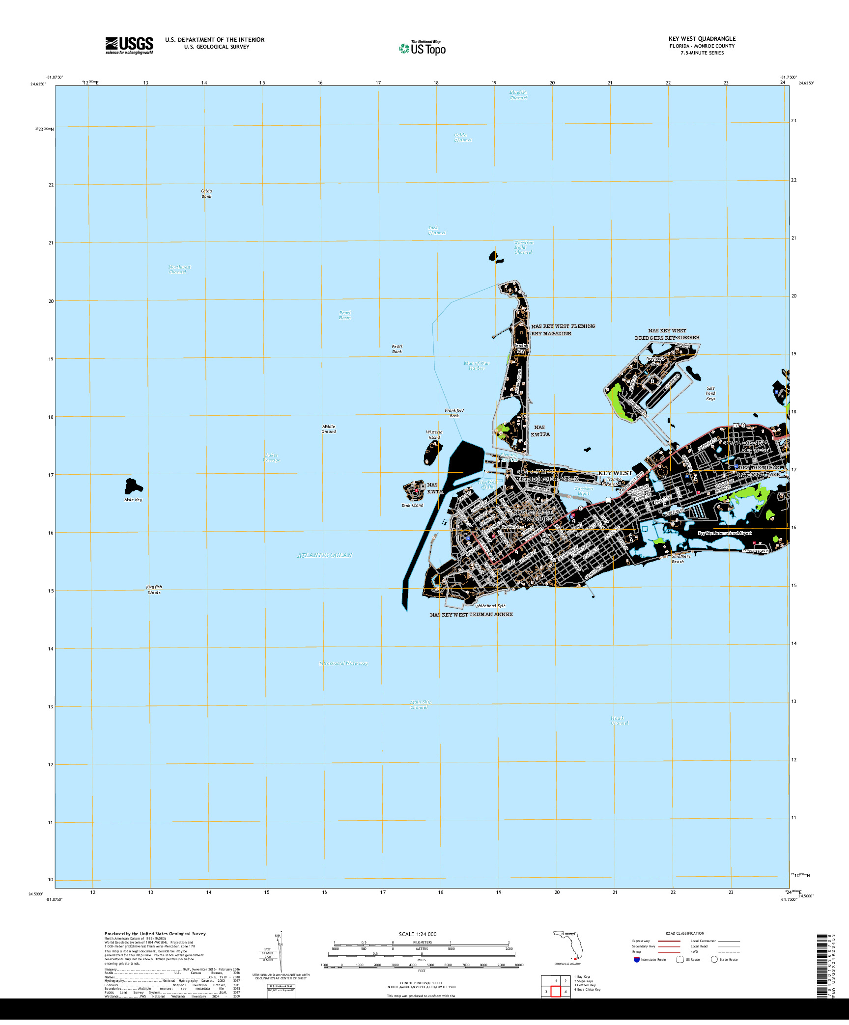 USGS US TOPO 7.5-MINUTE MAP FOR KEY WEST, FL 2018