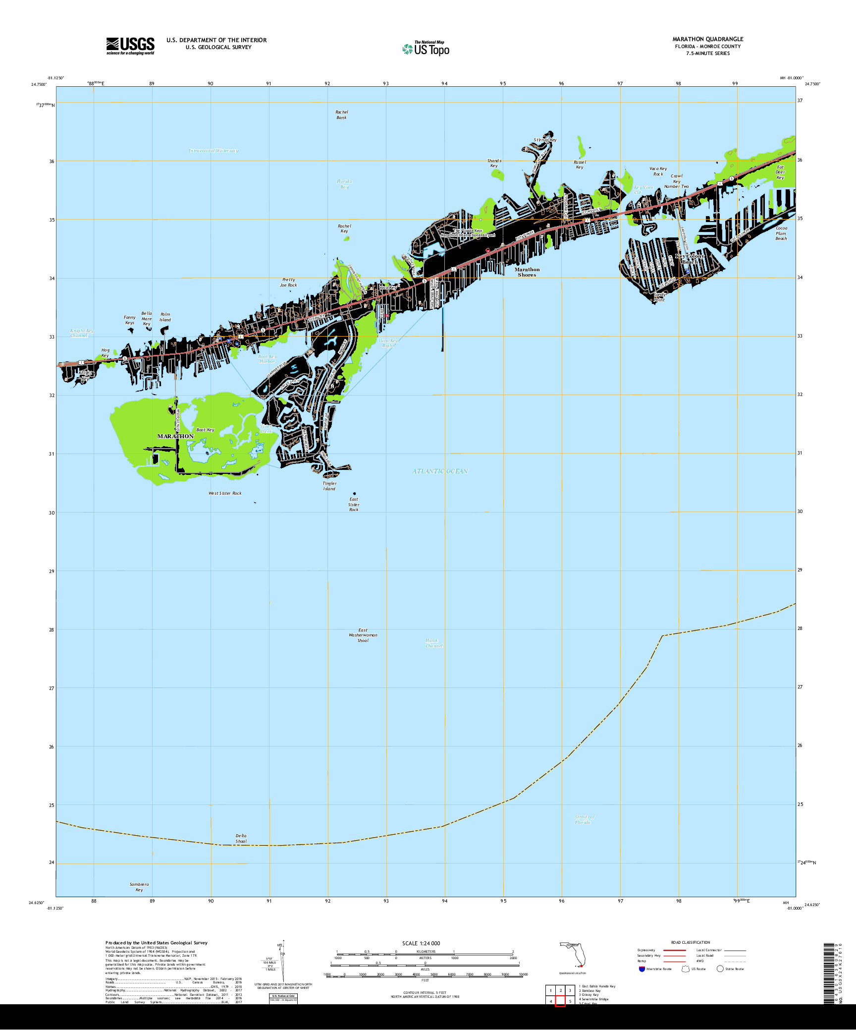 USGS US TOPO 7.5-MINUTE MAP FOR MARATHON, FL 2018