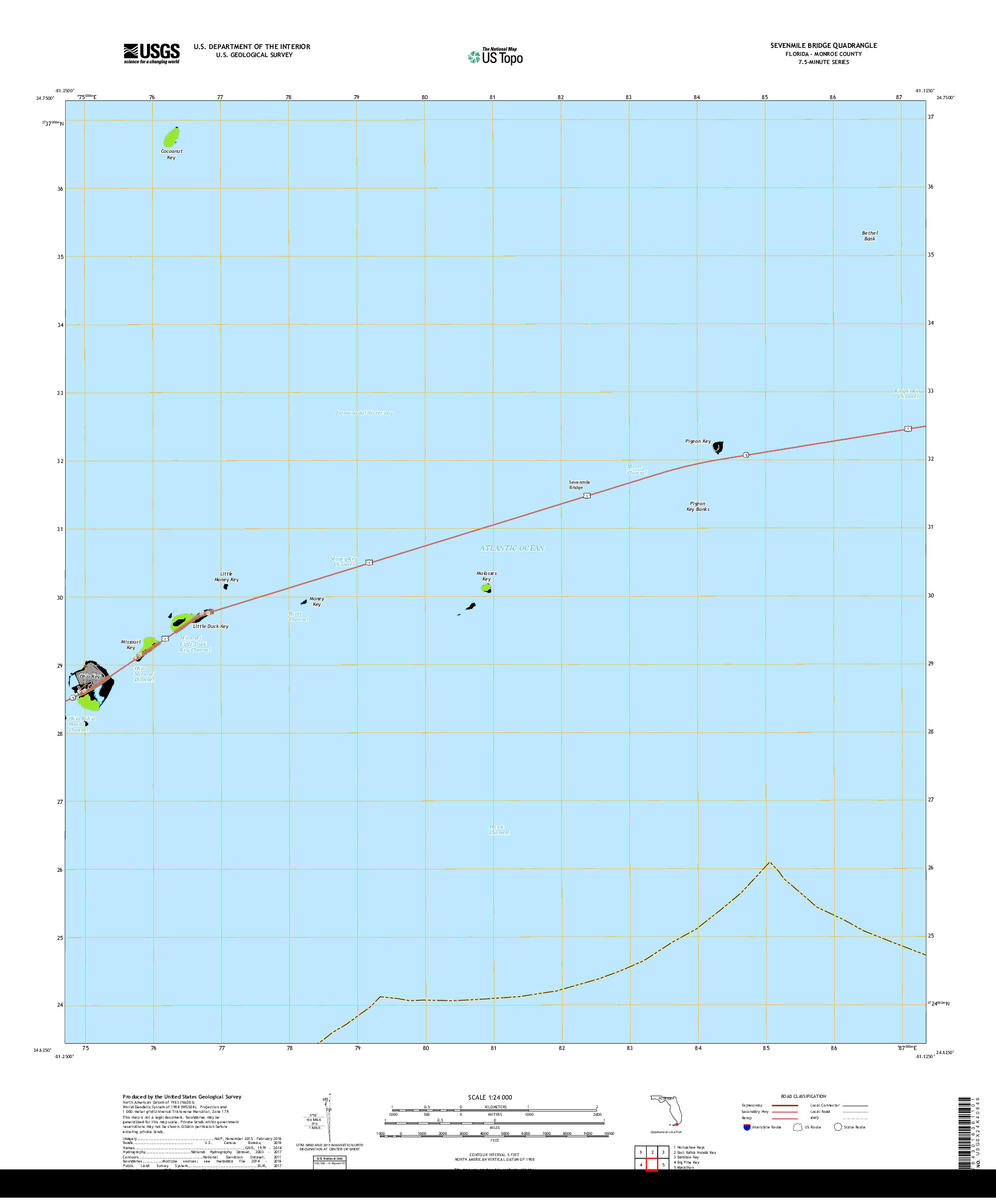 USGS US TOPO 7.5-MINUTE MAP FOR SEVENMILE BRIDGE, FL 2018