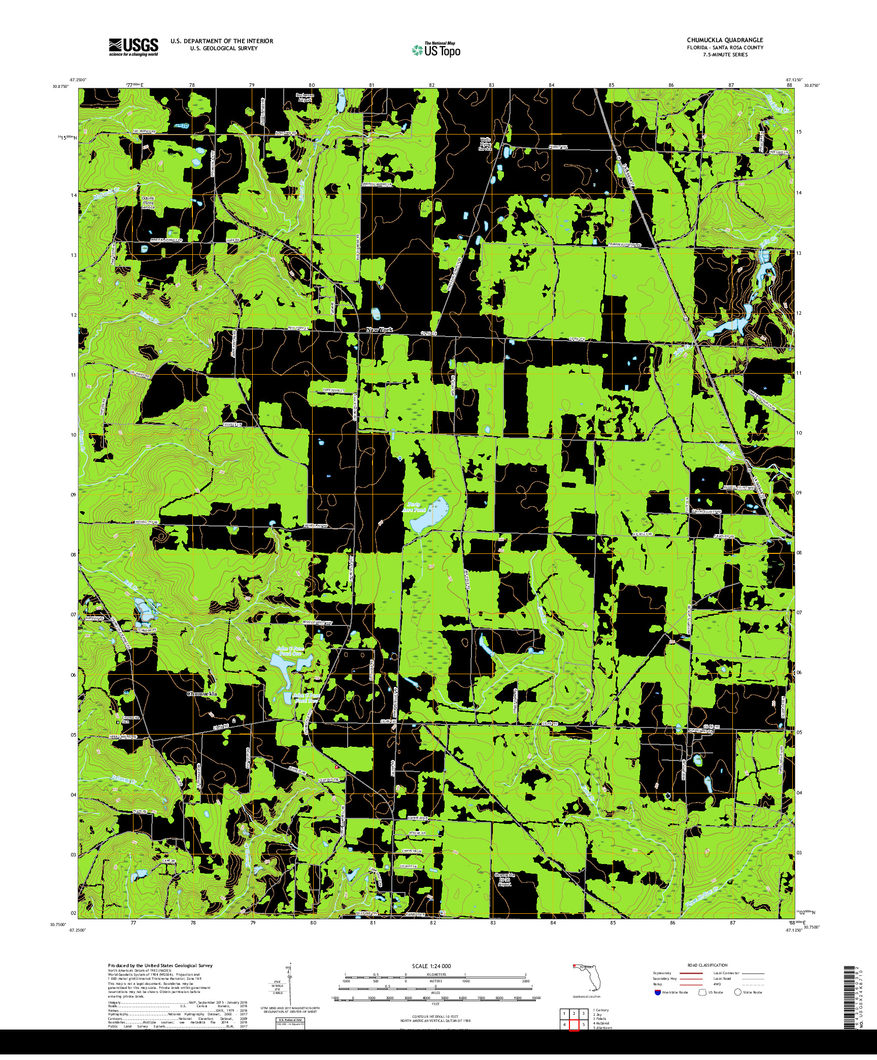 USGS US TOPO 7.5-MINUTE MAP FOR CHUMUCKLA, FL 2018