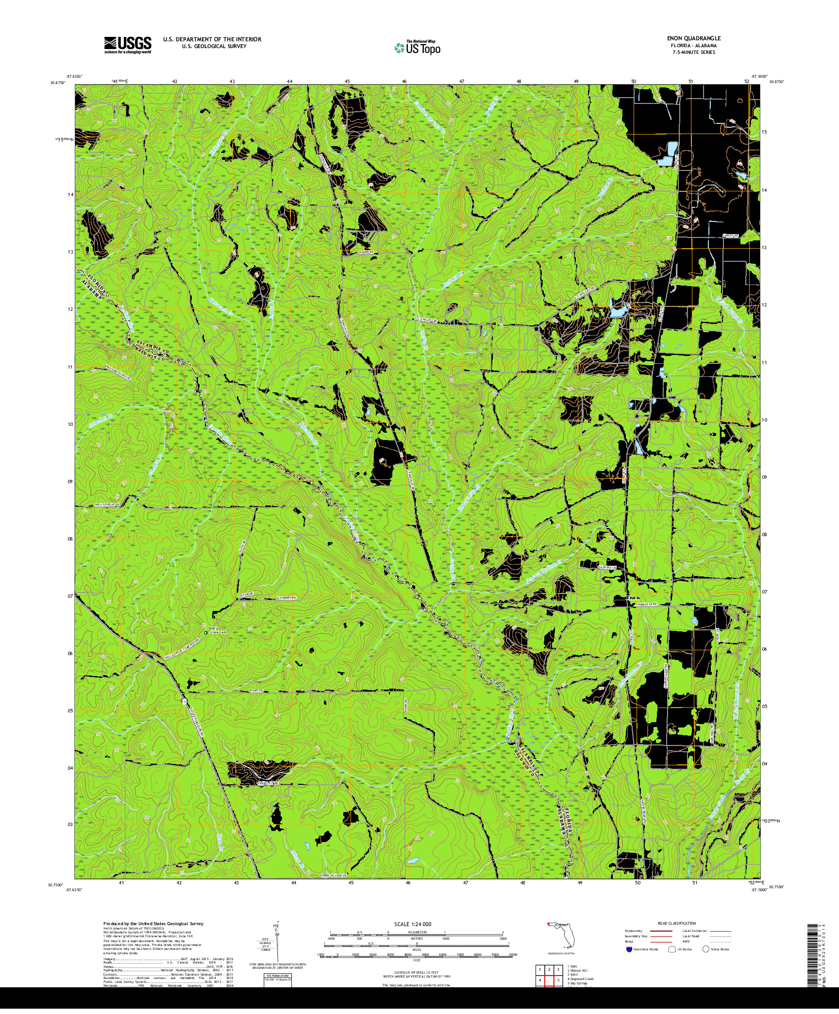 USGS US TOPO 7.5-MINUTE MAP FOR ENON, FL,AL 2018