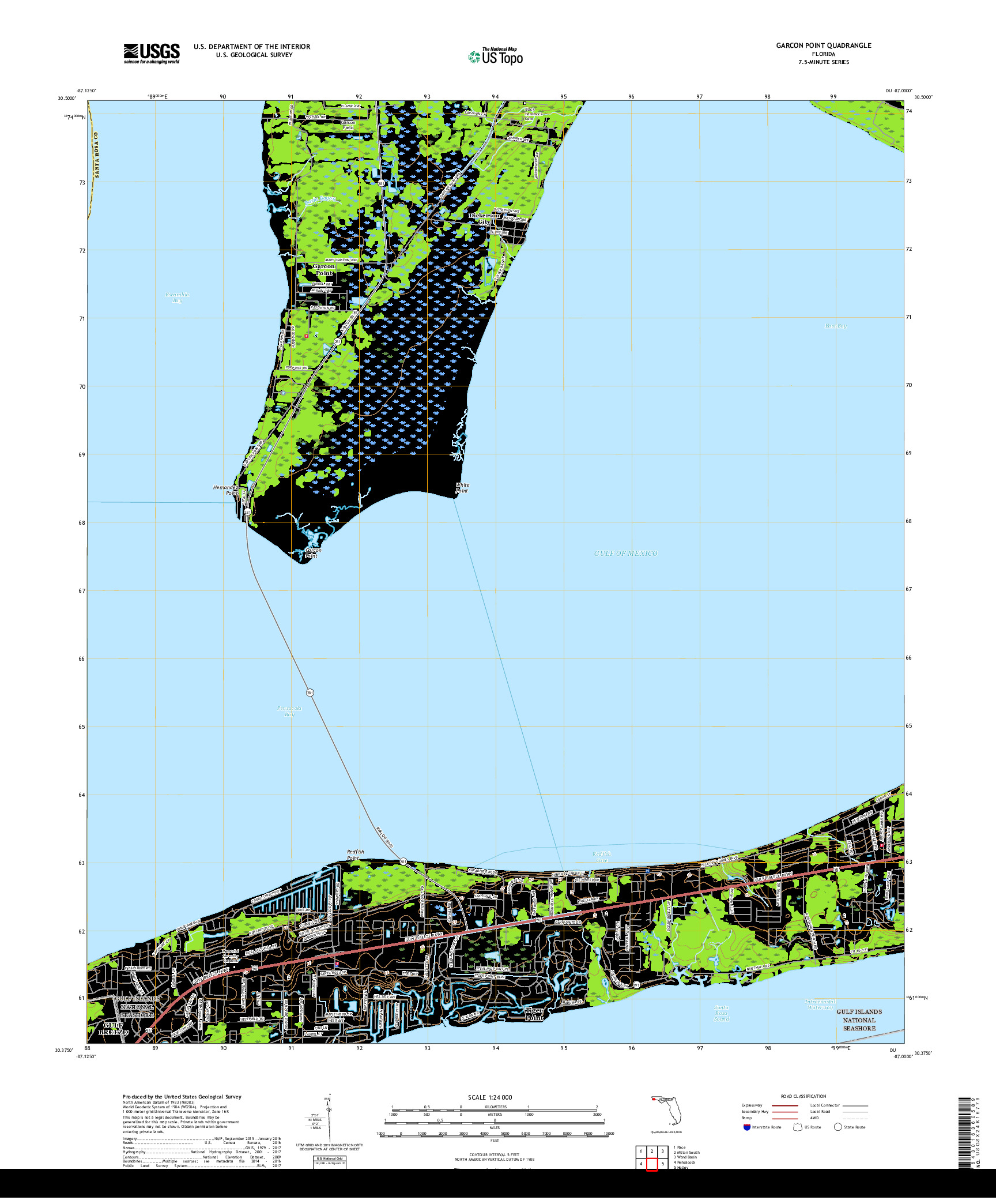 USGS US TOPO 7.5-MINUTE MAP FOR GARCON POINT, FL 2018