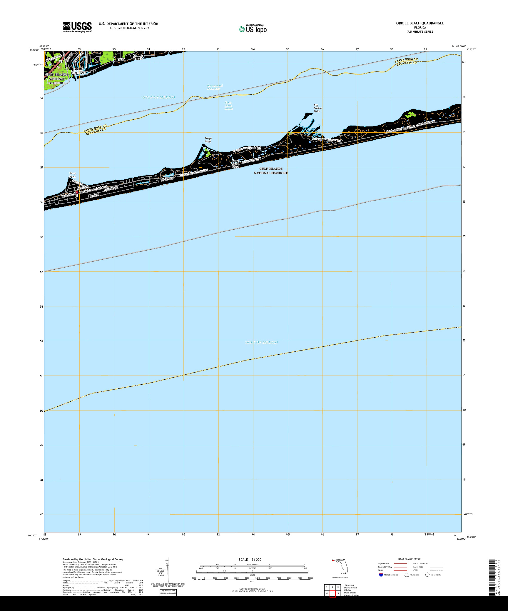 USGS US TOPO 7.5-MINUTE MAP FOR ORIOLE BEACH, FL 2018